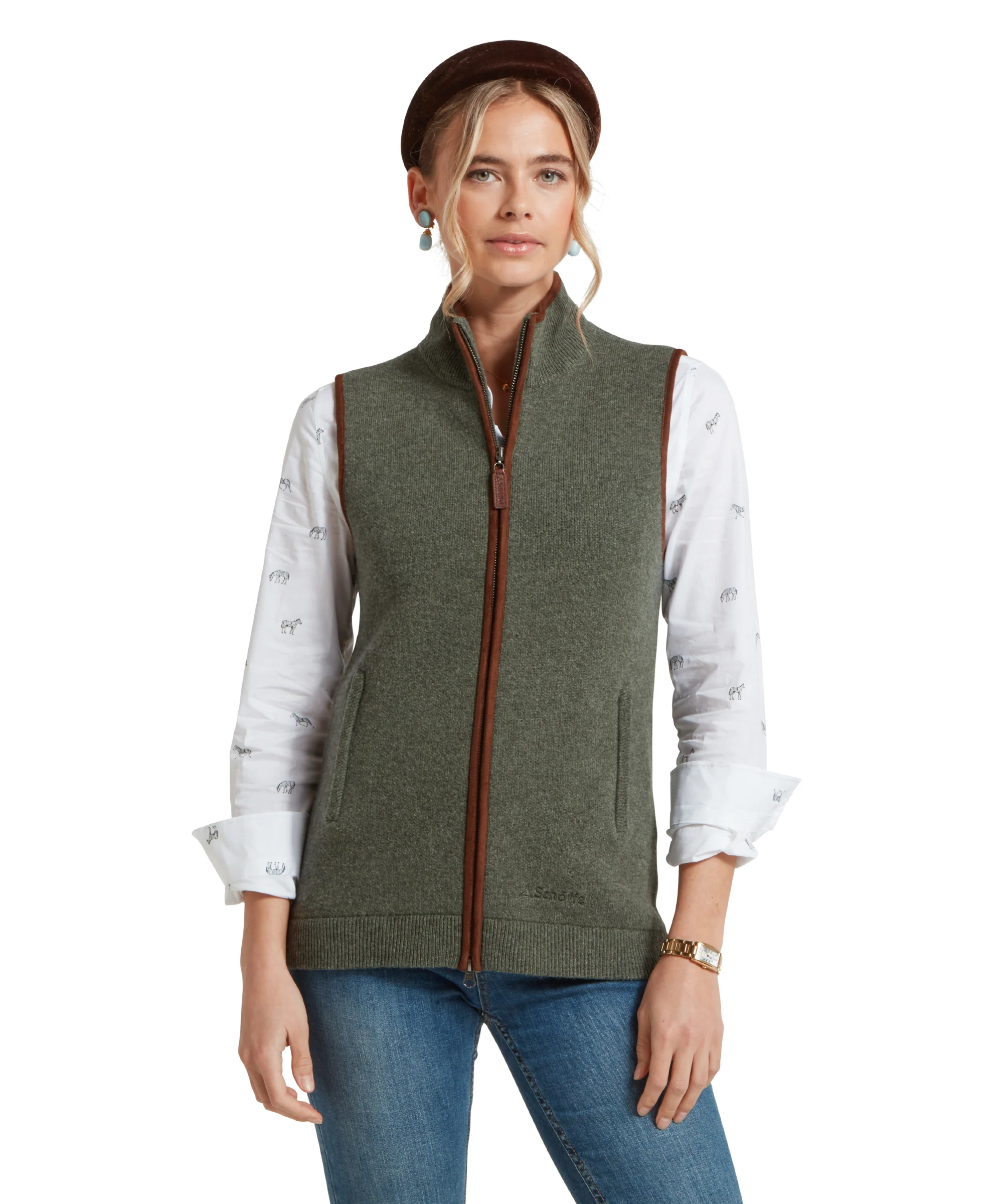 Women's Orkney Merino Gilet - Cedar Green - Image 2