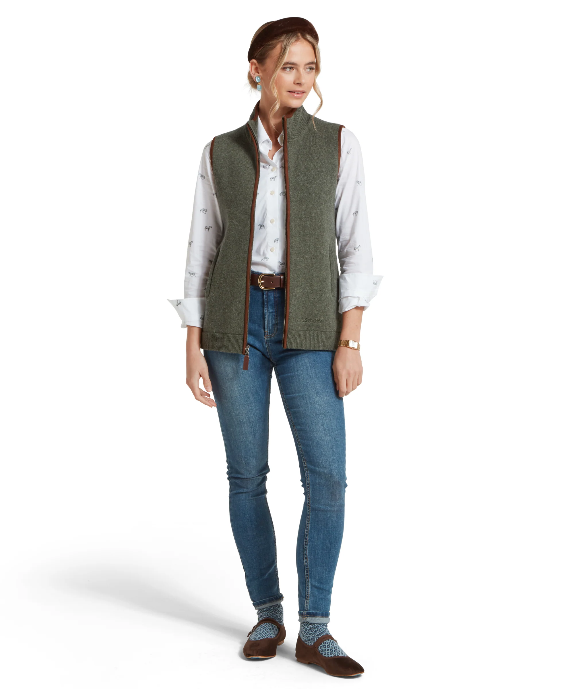 Women's Orkney Merino Gilet - Cedar Green - Image 3