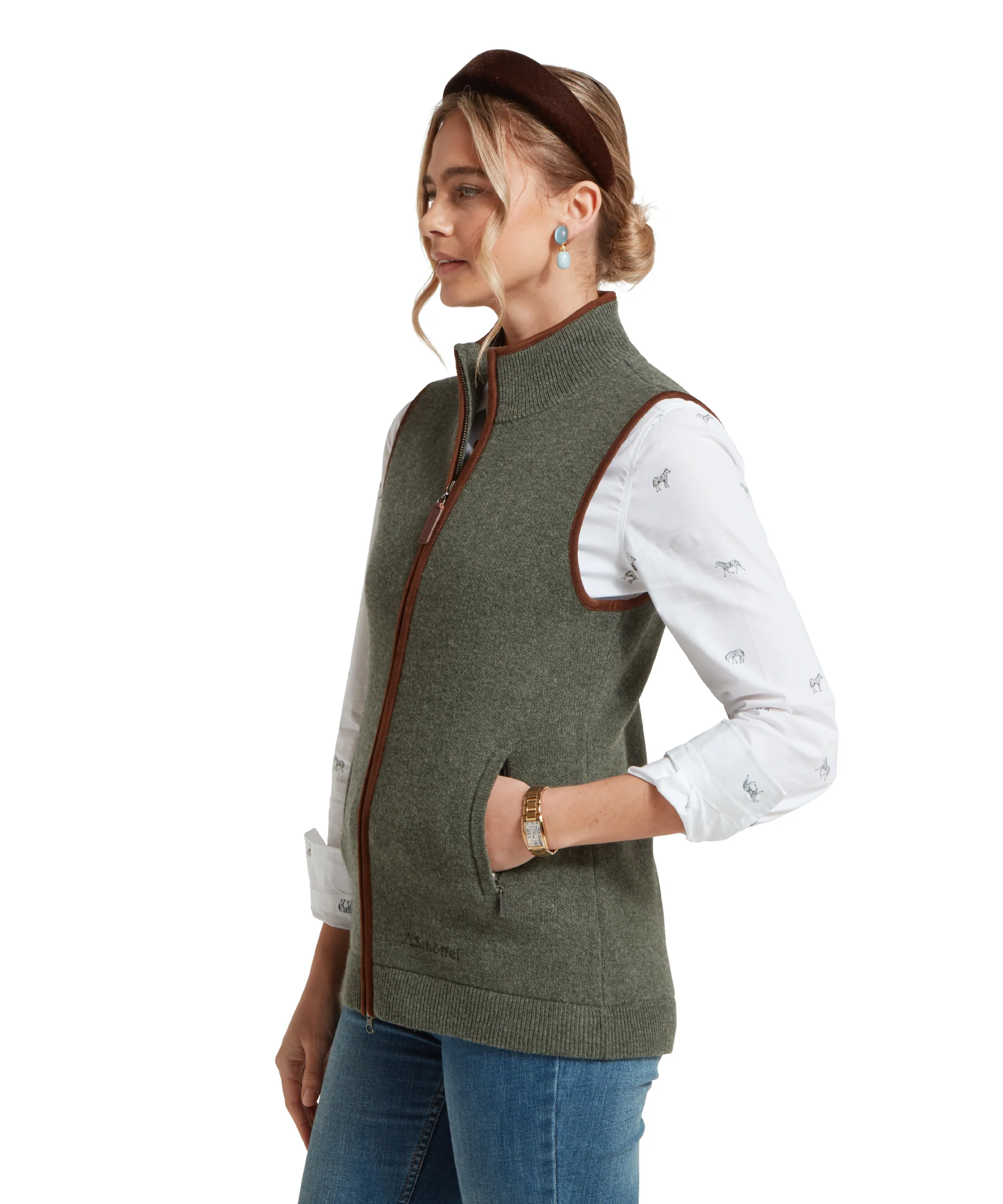 Women's Orkney Merino Gilet - Cedar Green - Image 5