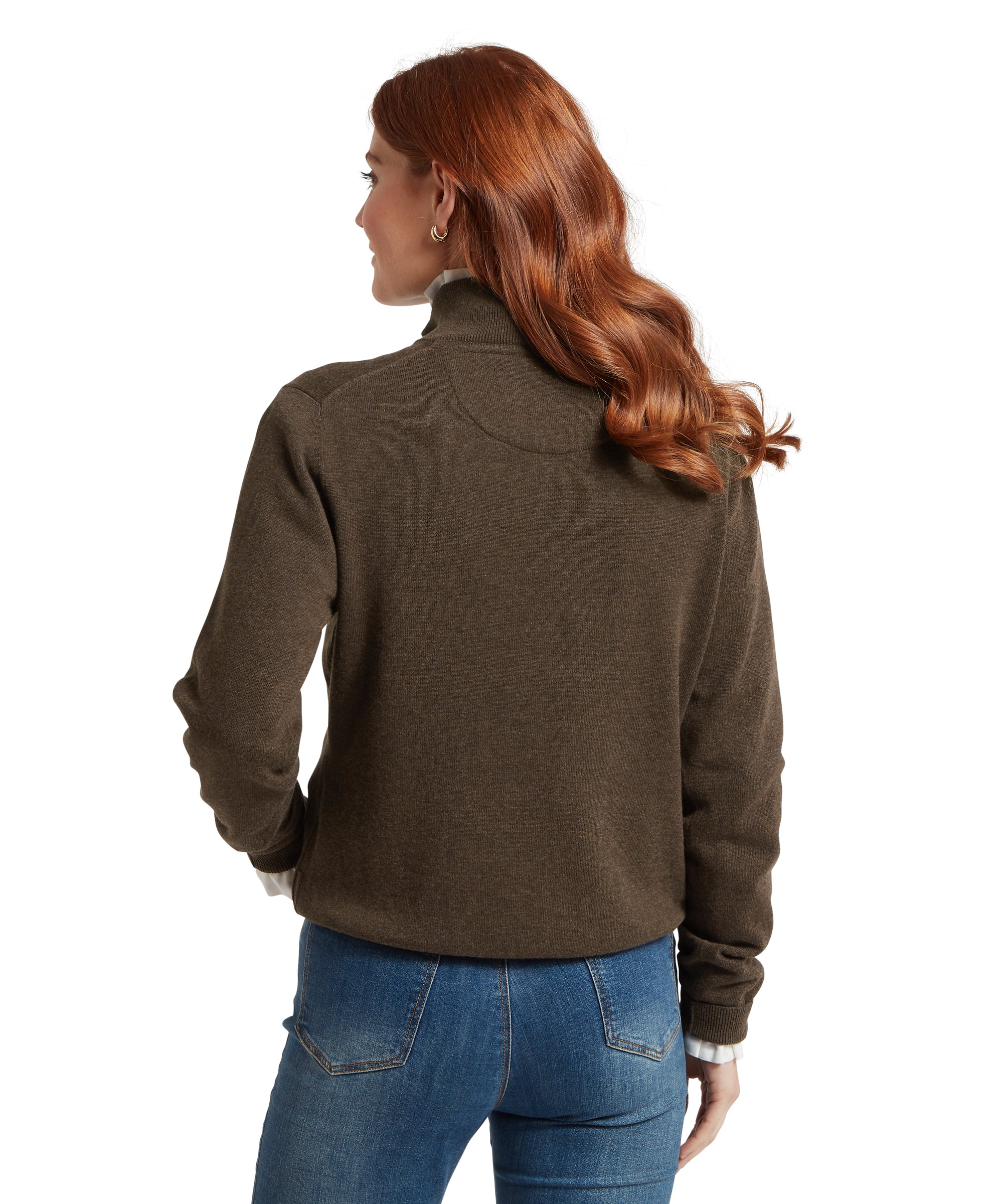 Polperro Pima Cotton Quarter Zip - Chocolate - Image 5