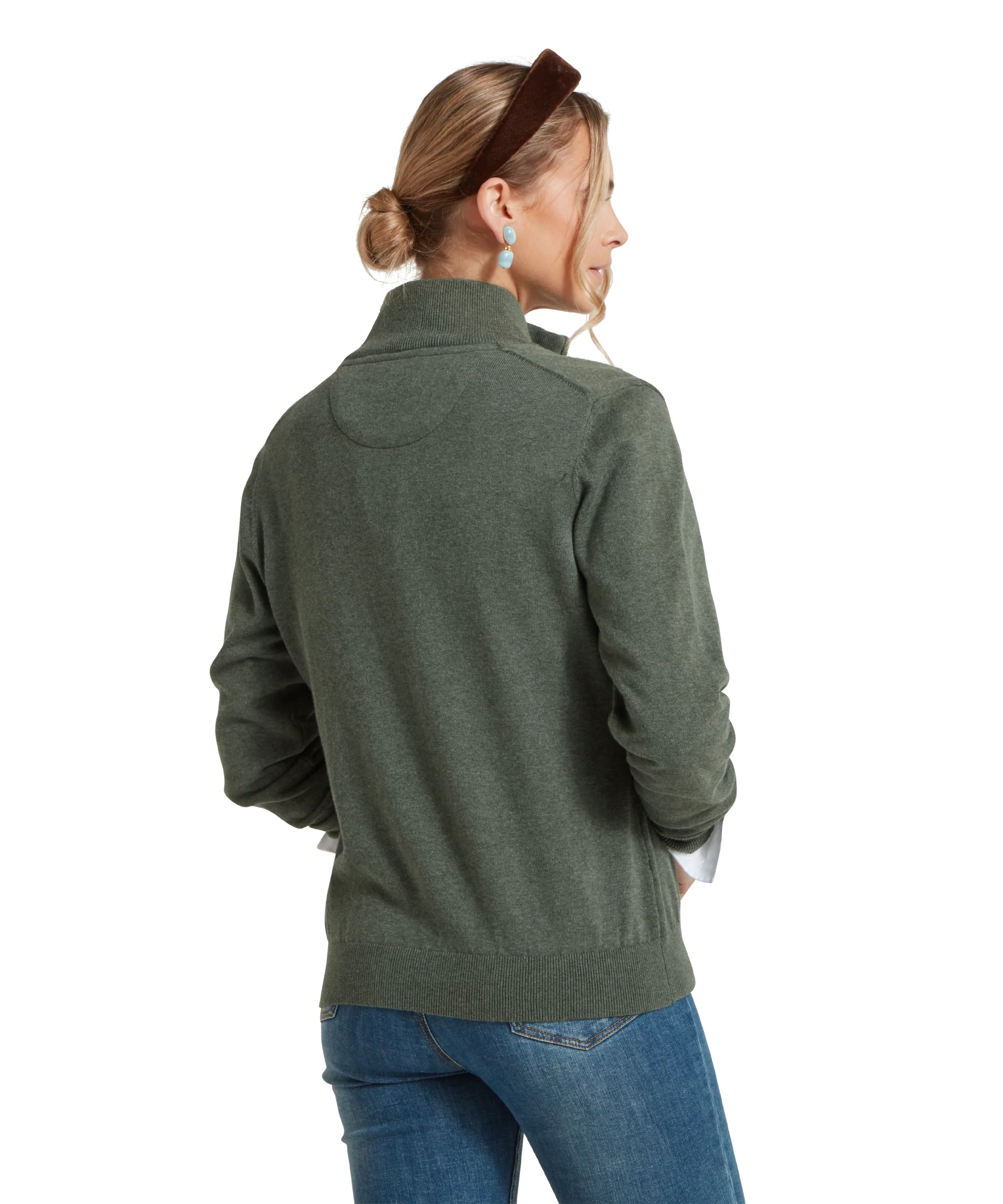 Polperro Quarter Zip Jumper - Country Green - Image 5