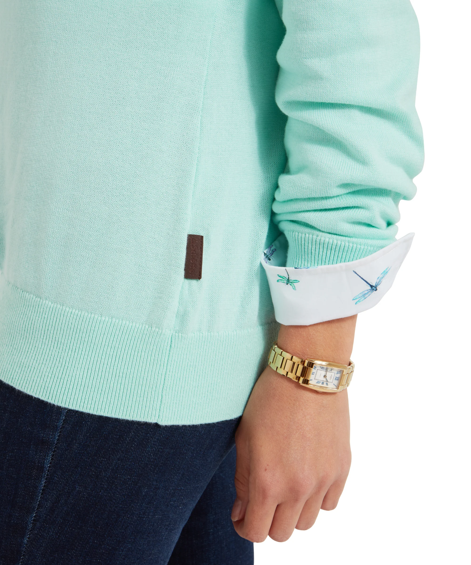 Polperro Quarter Zip Jumper - Pale Mint - Image 7