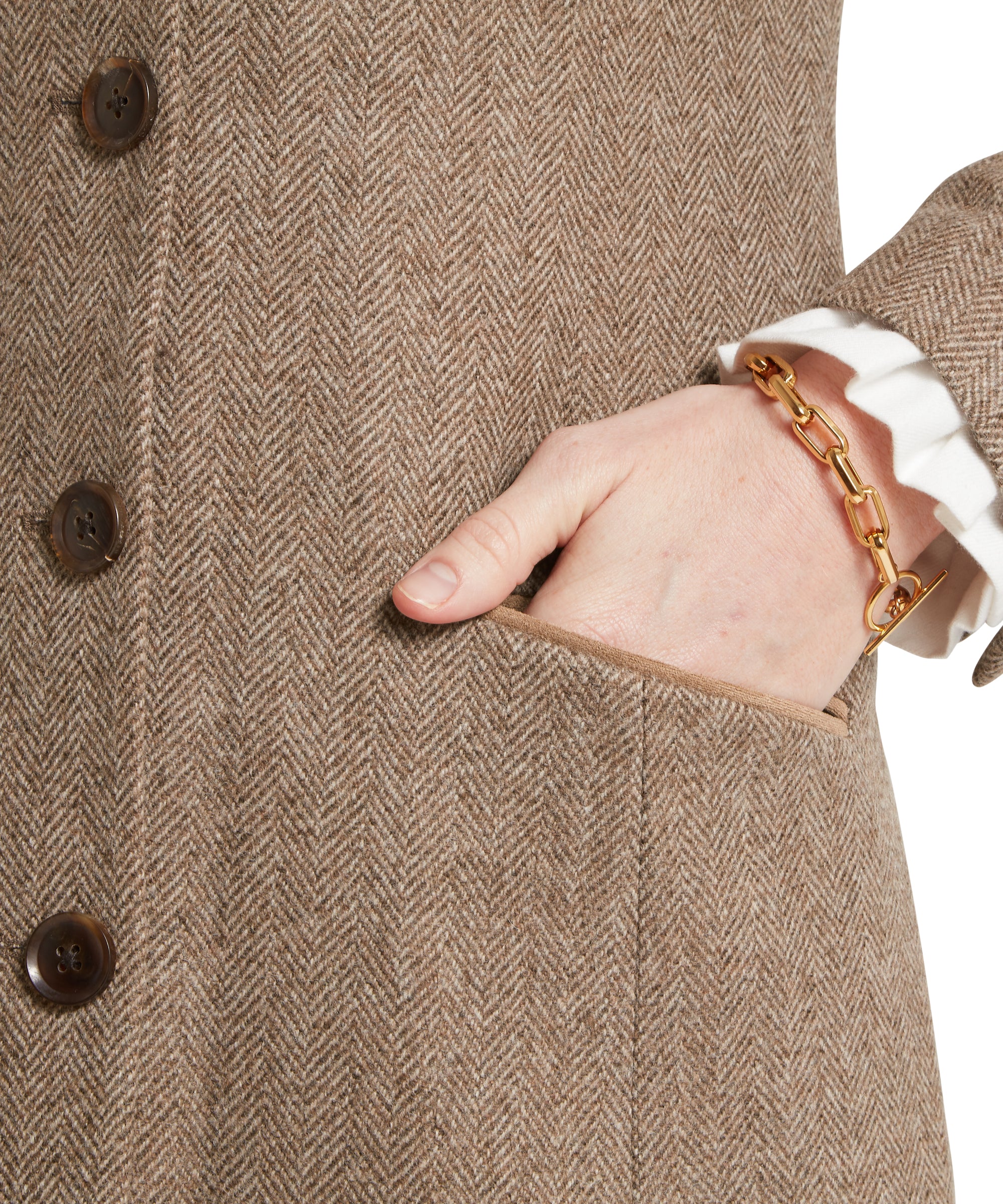 Portree Tweed Jacket - Cobblestone Herringbone Tweed - Image 9