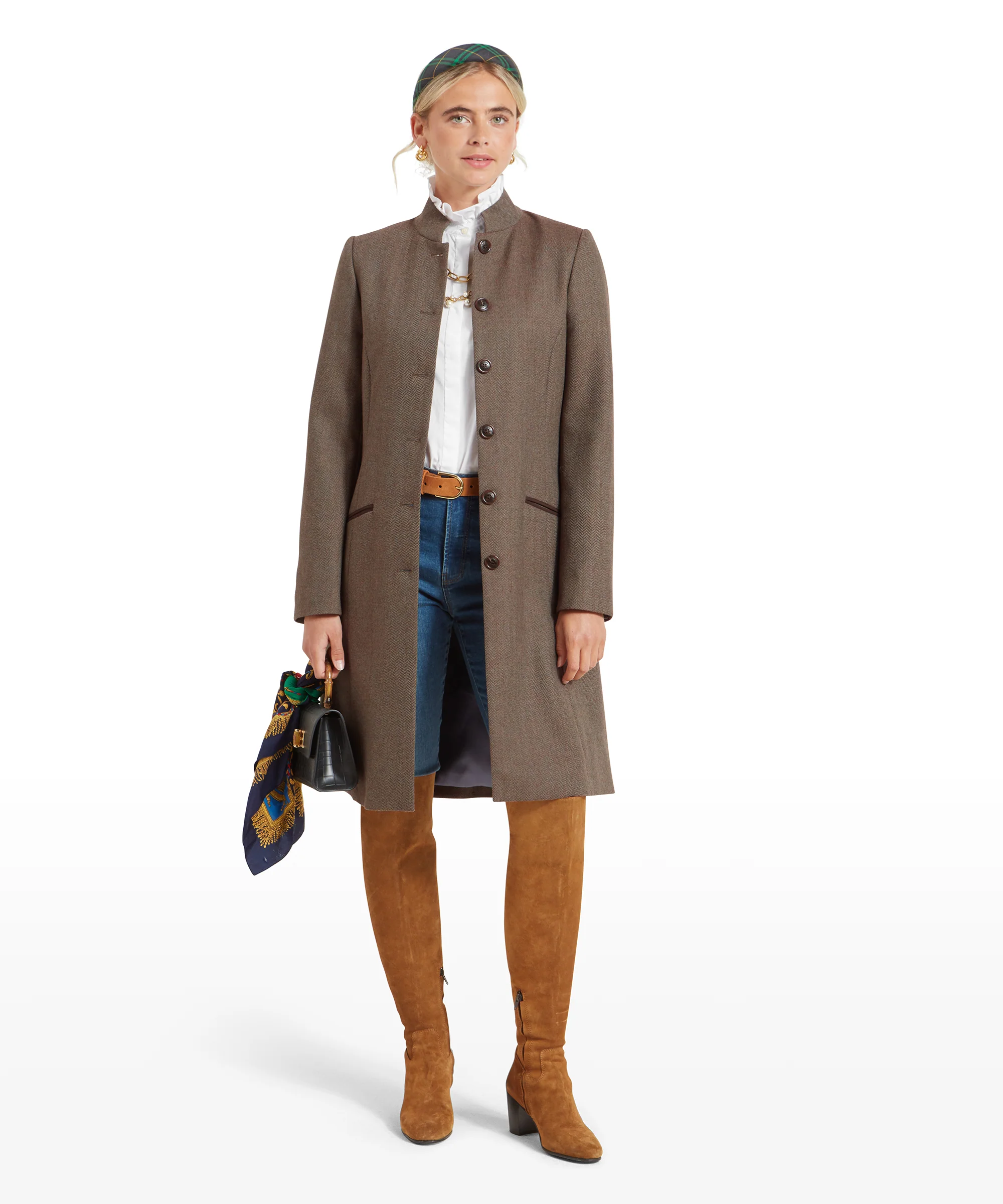 Portree Tweed Jacket - Loden Green Herringbone Tweed - Image 3