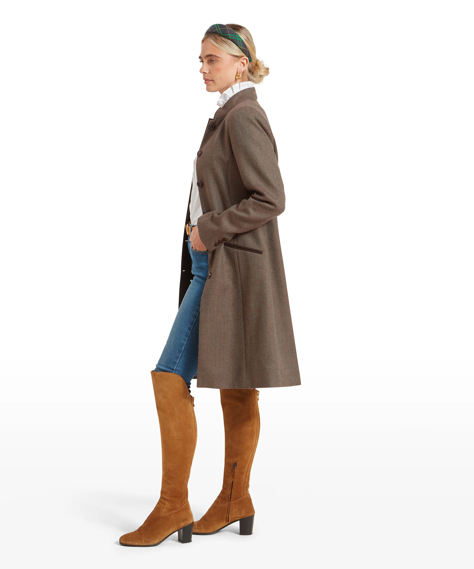 Portree Tweed Jacket - Loden Green Herringbone Tweed - Image 4