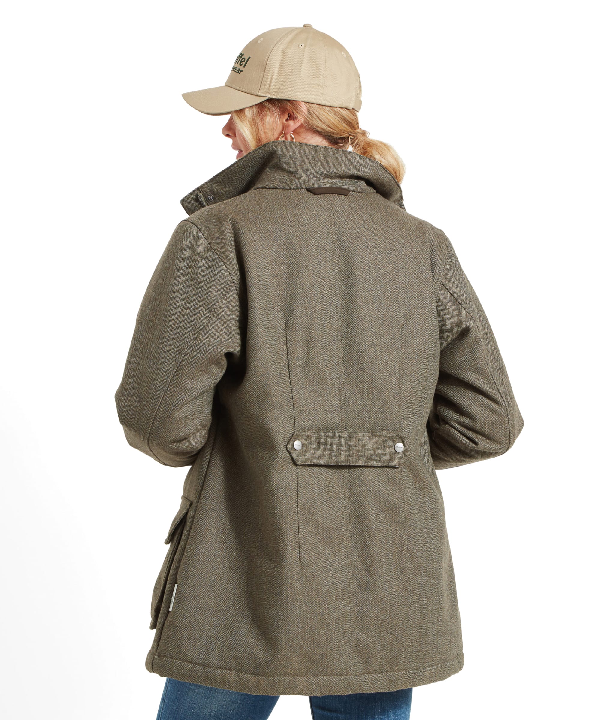 Women's Ptarmigan Tweed Coat - Loden Green Herringbone Tweed - Image 15