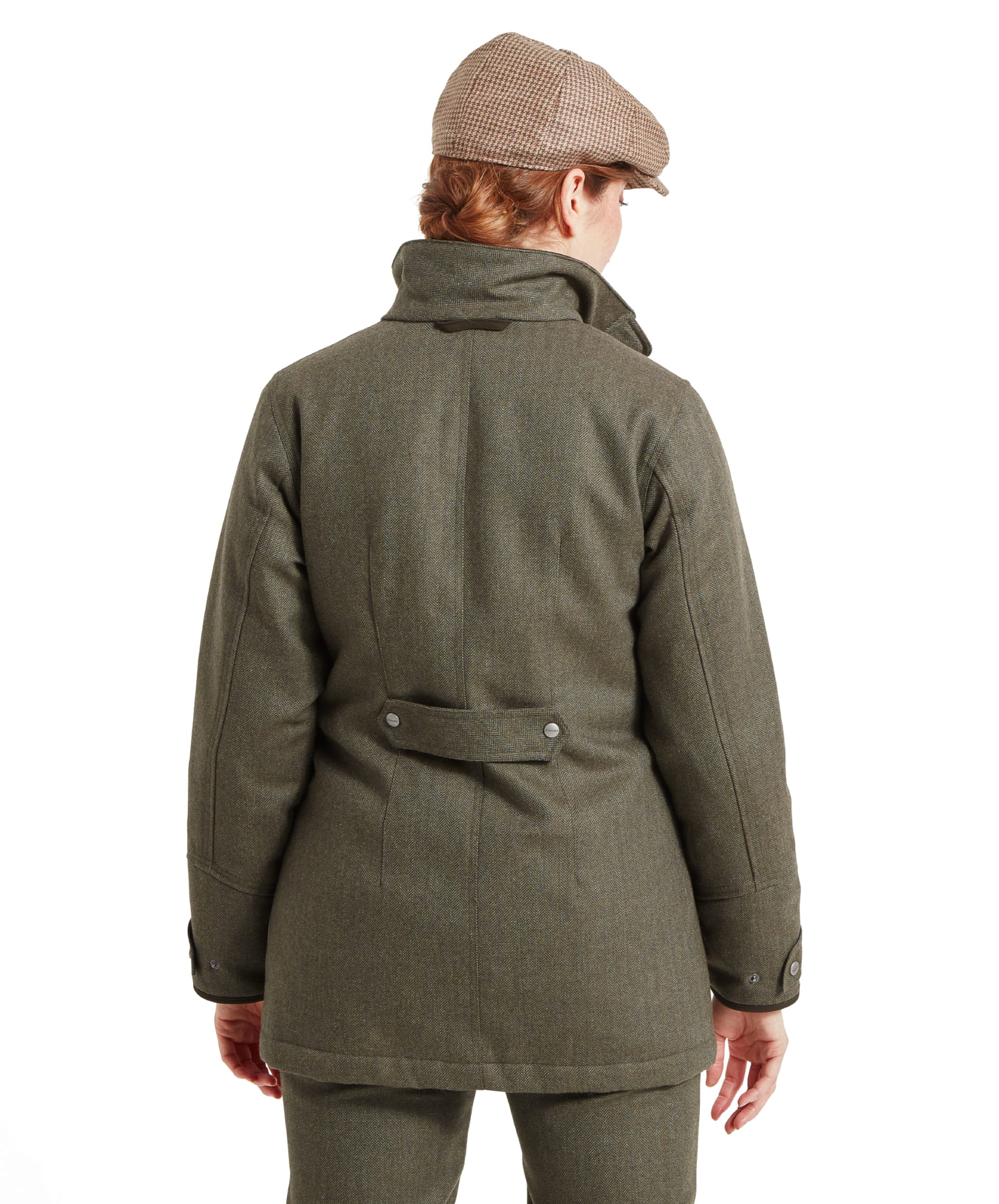 Women's Ptarmigan Tweed Coat - Loden Green Herringbone Tweed - Image 5