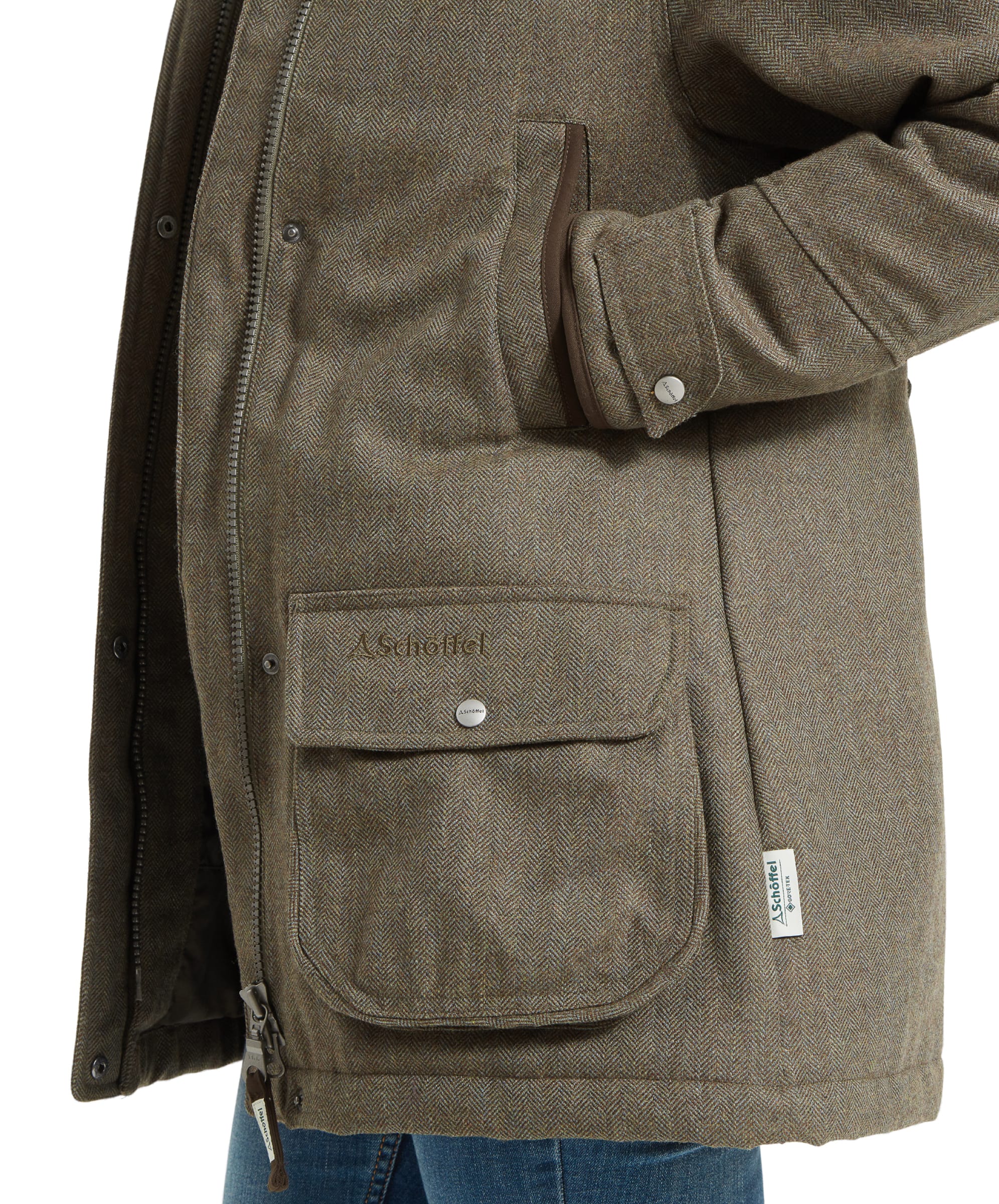 Women's Ptarmigan Tweed Coat - Loden Green Herringbone Tweed - Image 8