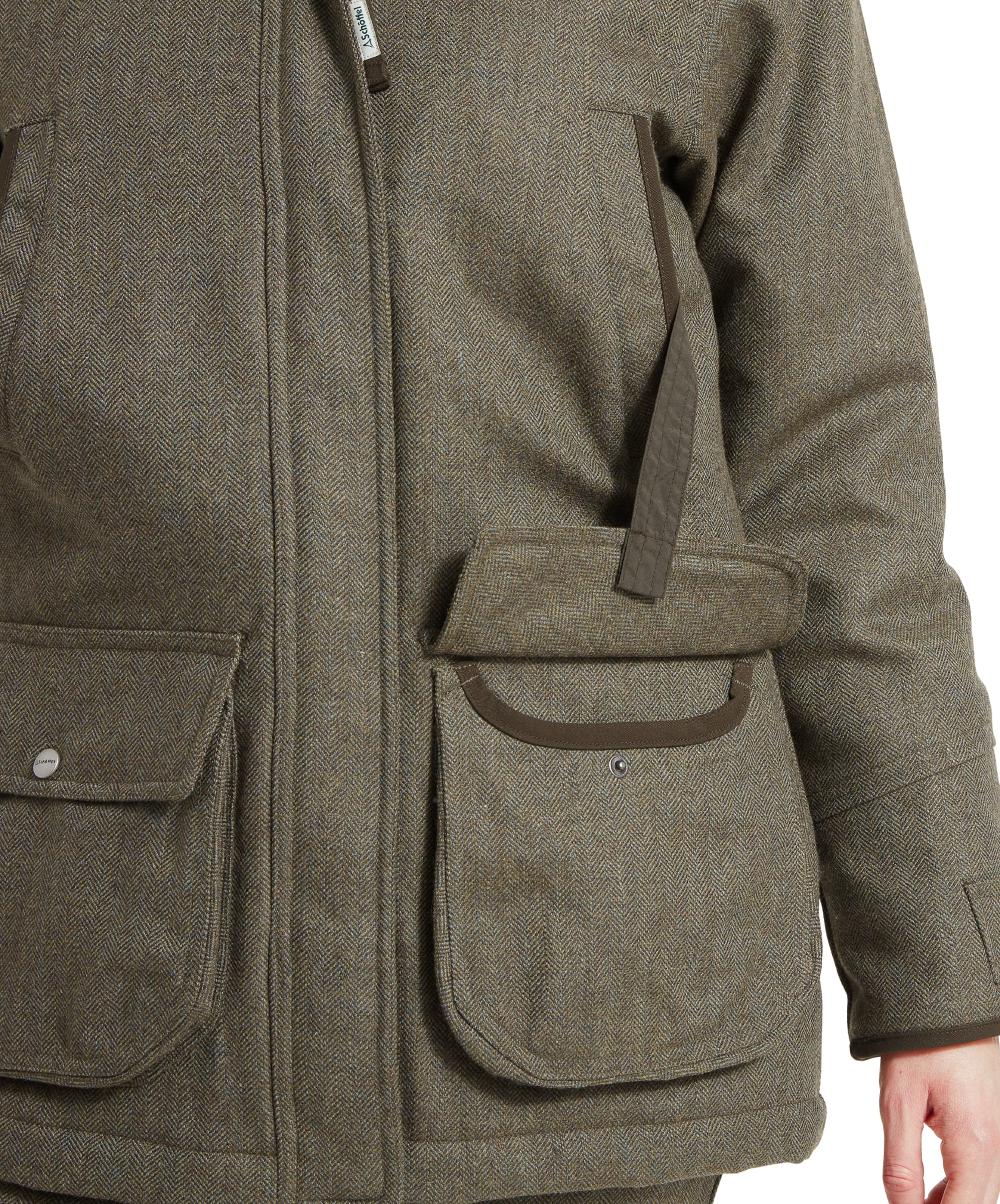 Women's Ptarmigan Tweed Coat - Loden Green Herringbone Tweed - Image 9