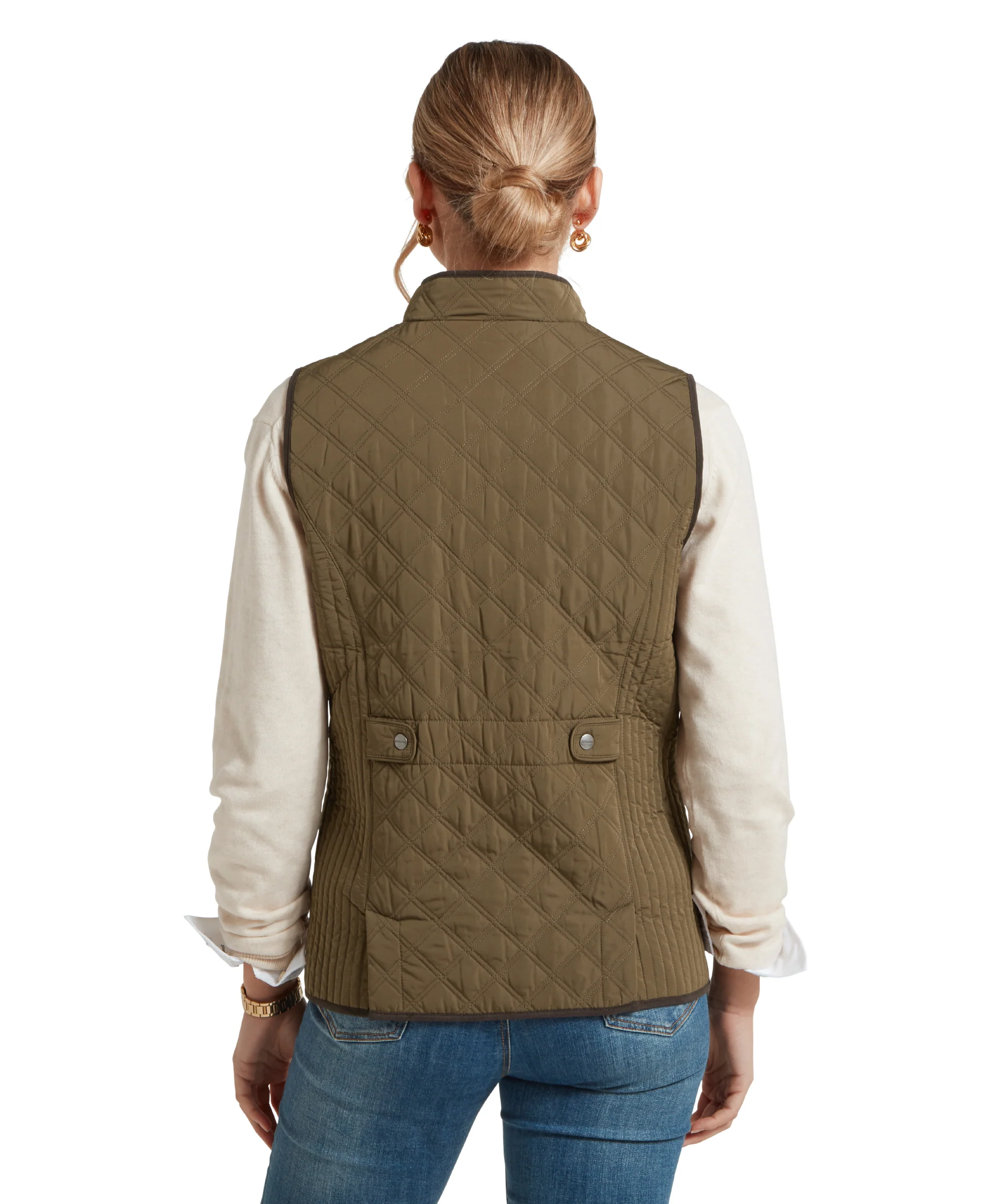 Women's Quilt Gilet - Olive - Image 5