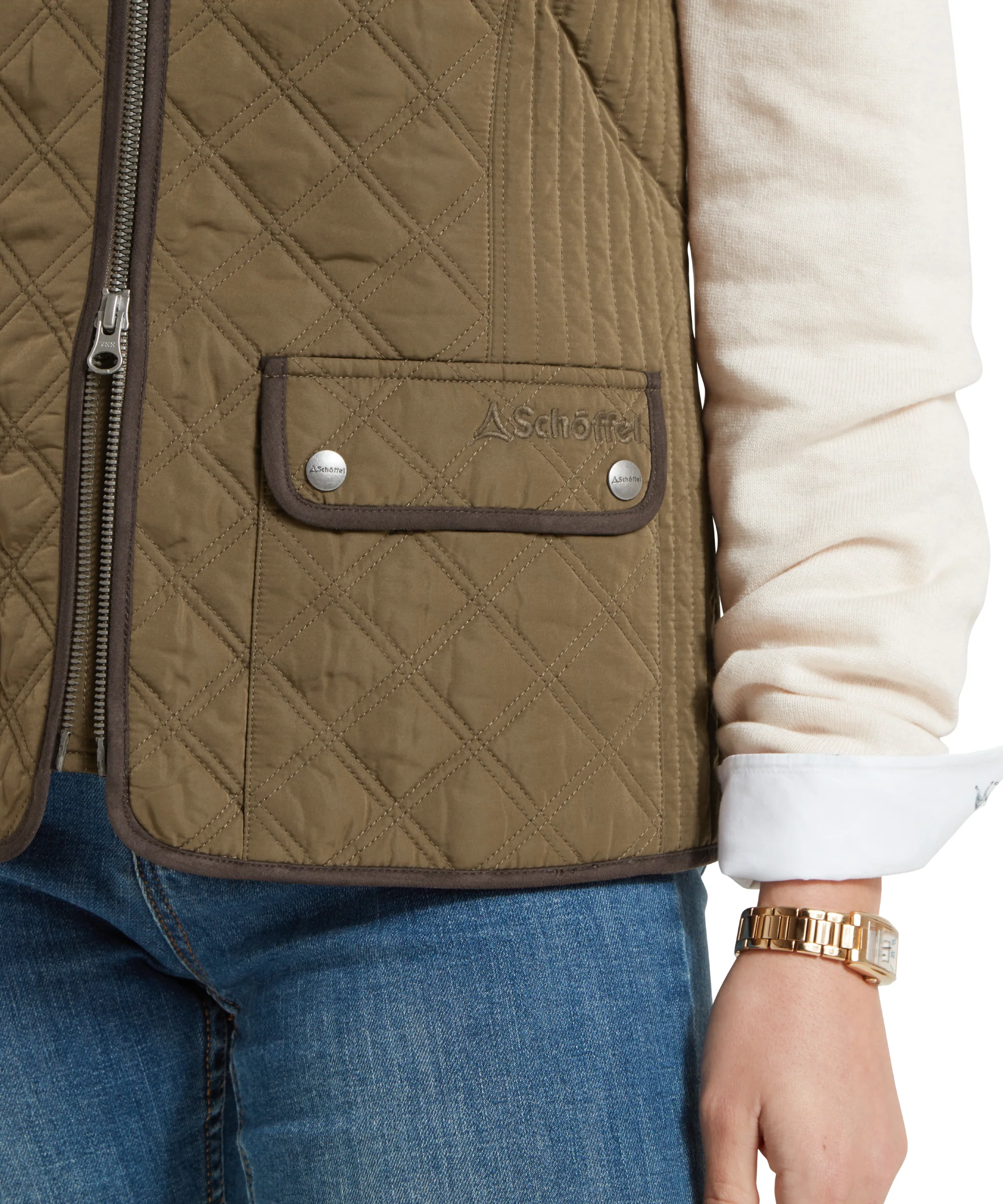 Women's Quilt Gilet - Olive - Image 6