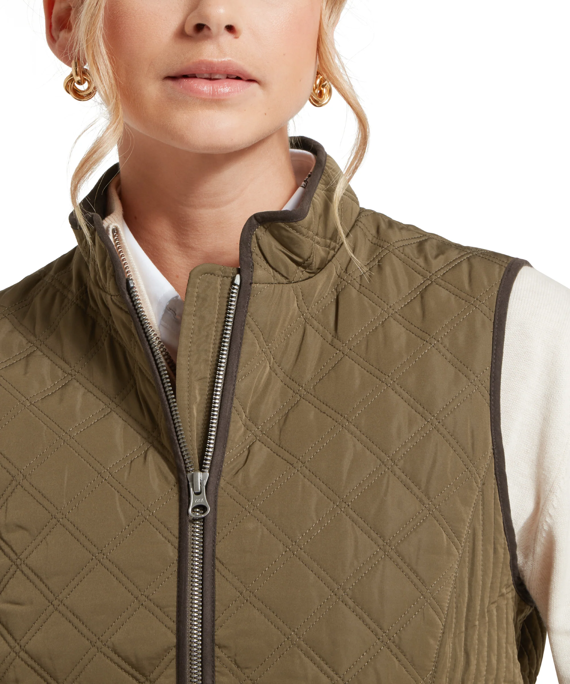 Women's Quilt Gilet - Olive - Image 7