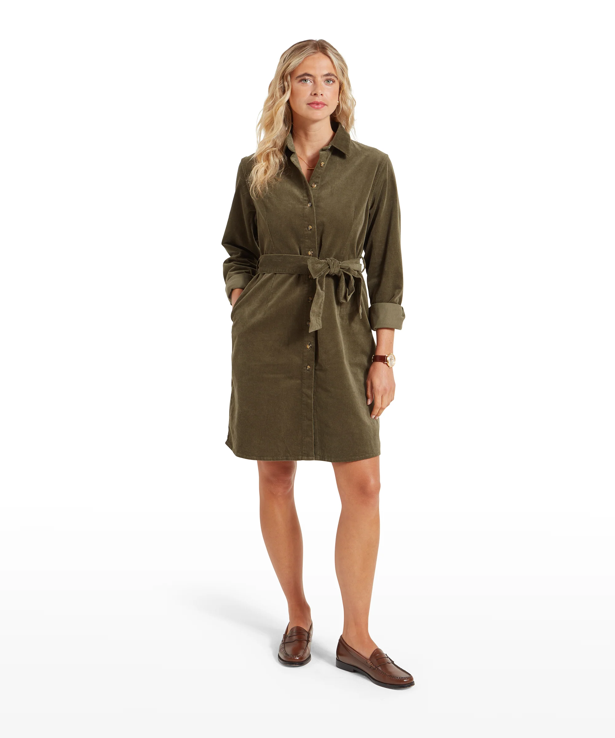 Sage Cord Dress - Dark Sage - Image 2