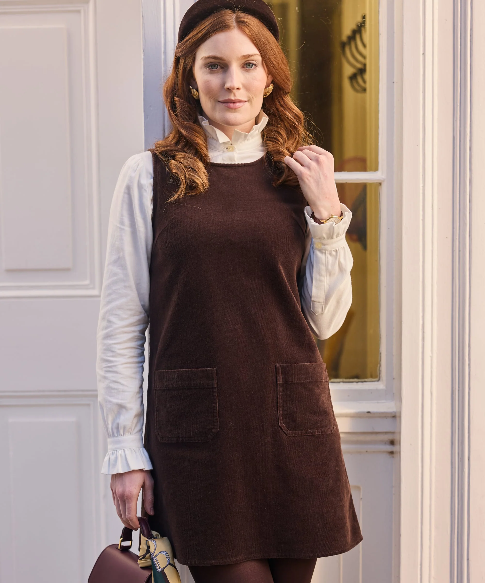 Sage Cord Pinafore Dress - Chocolate - Image 2
