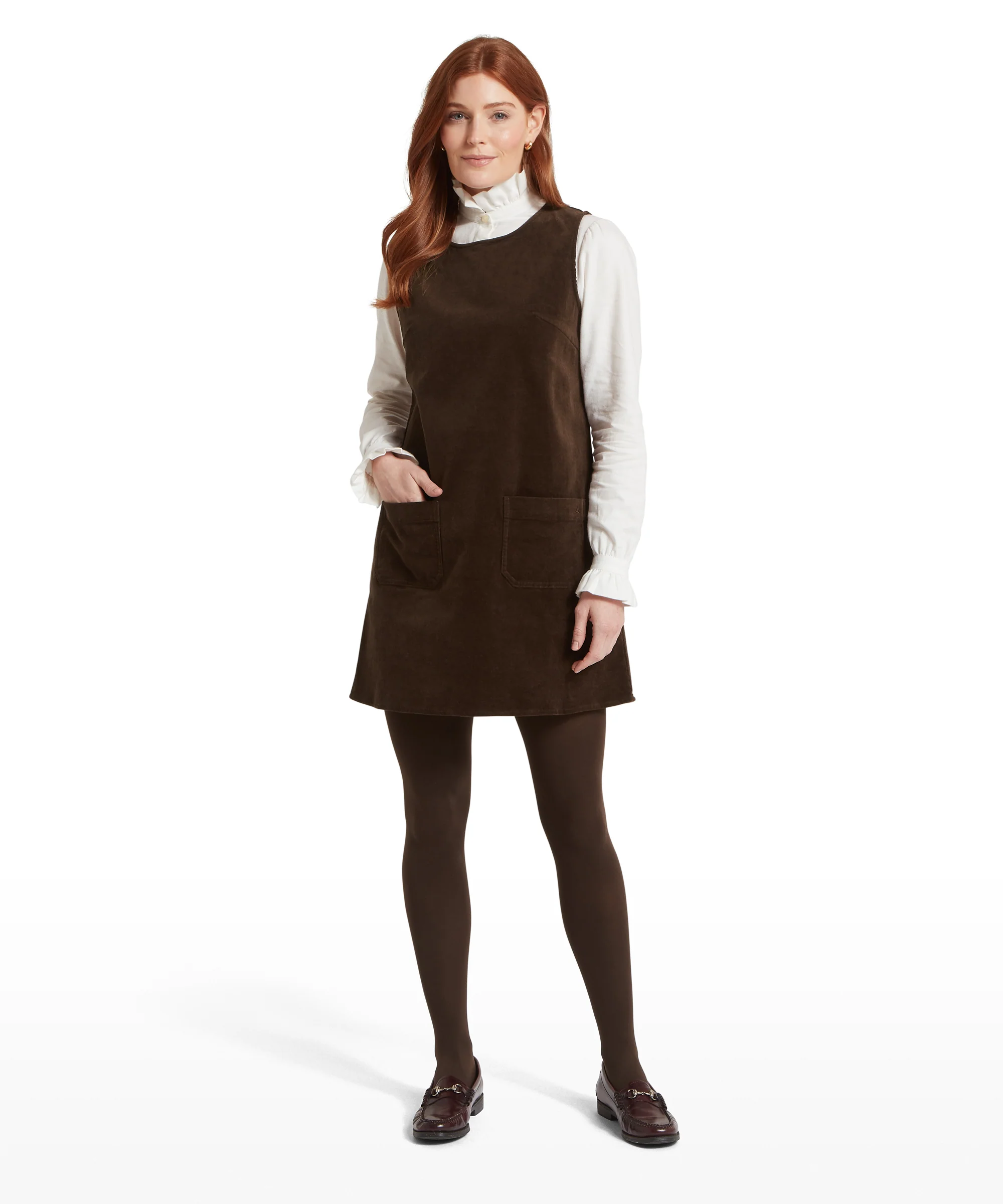 Sage Cord Pinafore Dress - Chocolate - Image 4