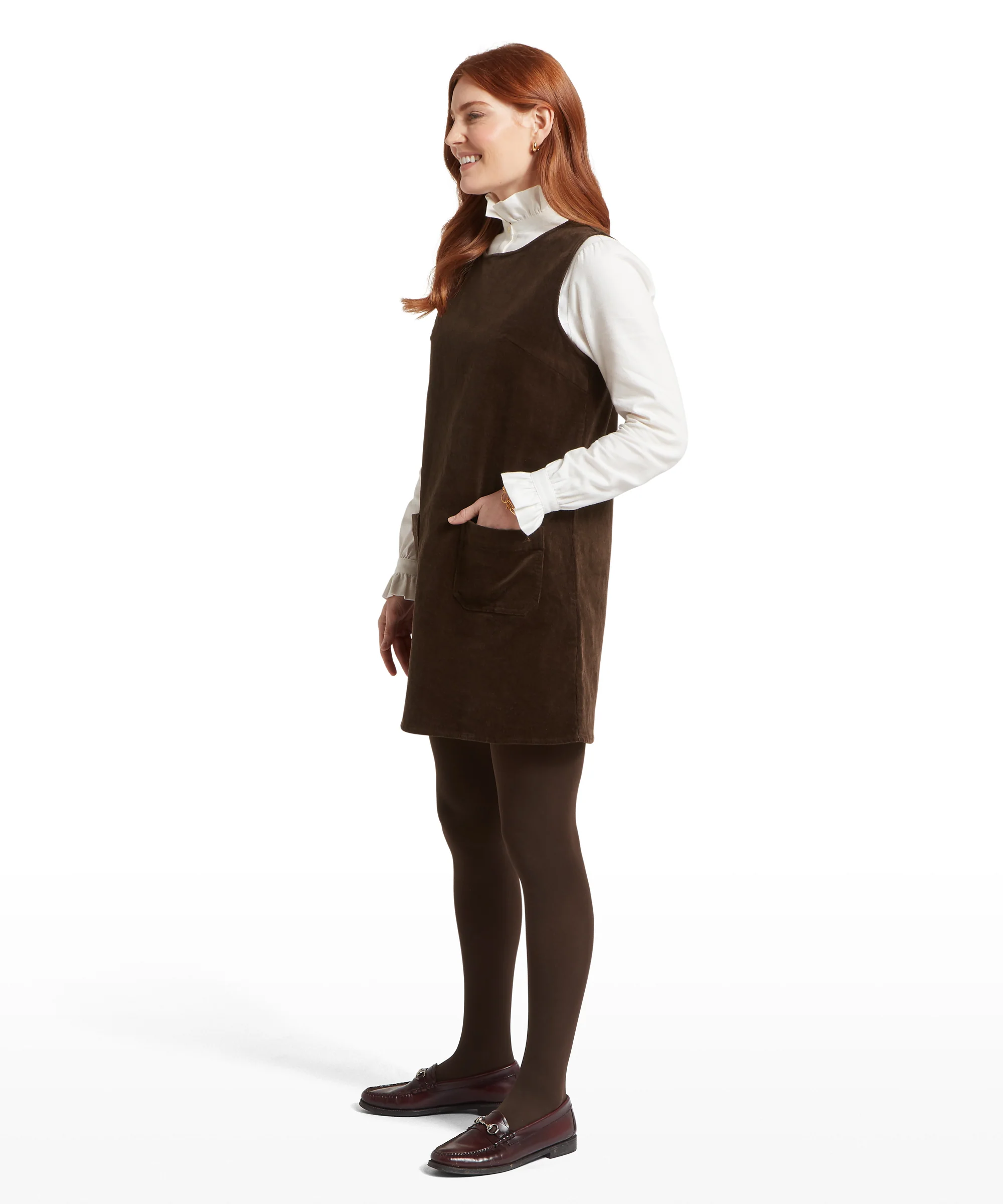 Sage Cord Pinafore Dress - Chocolate - Image 5