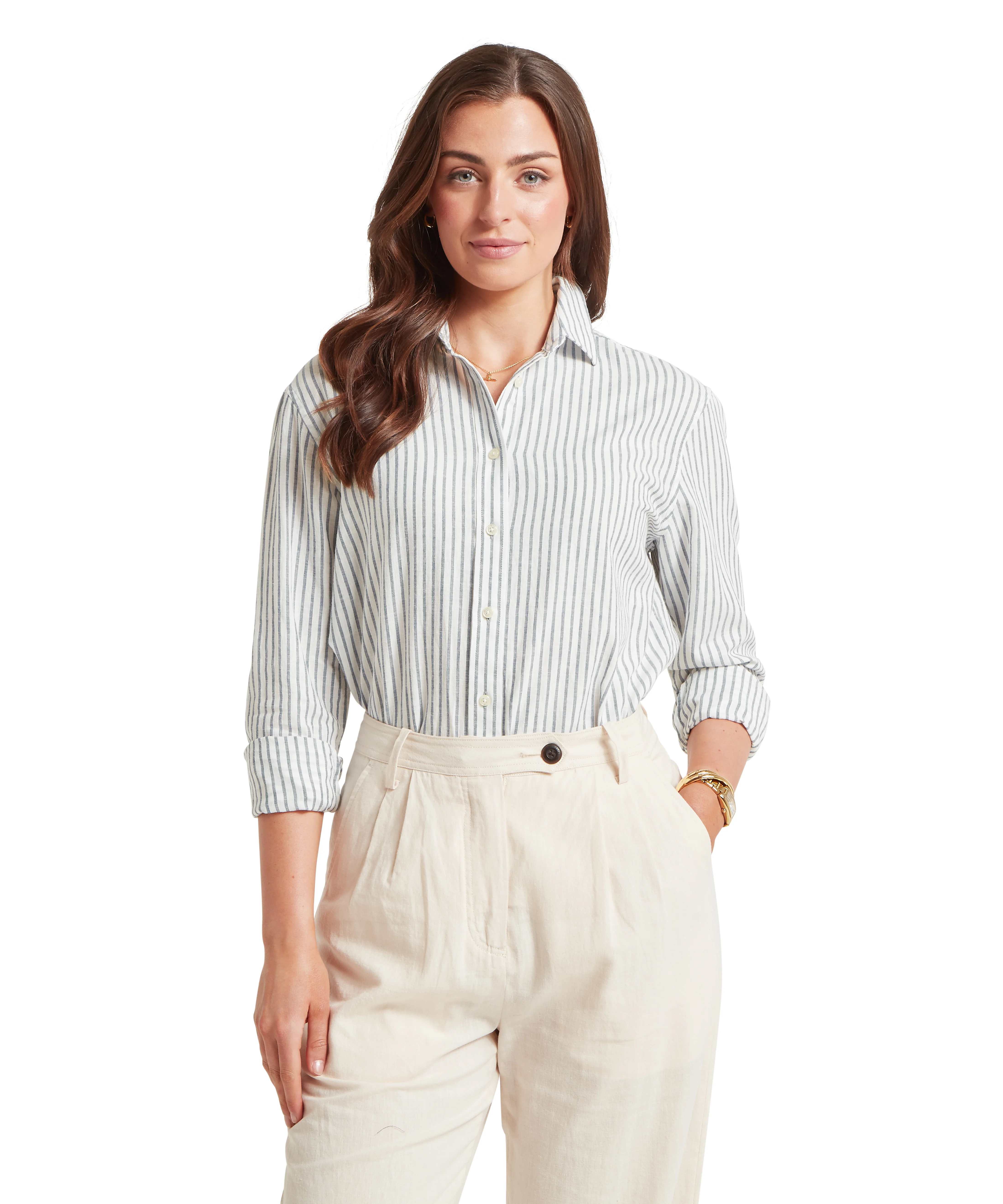 Salthouse Linen Shirt - Blue Stripe - Image 2