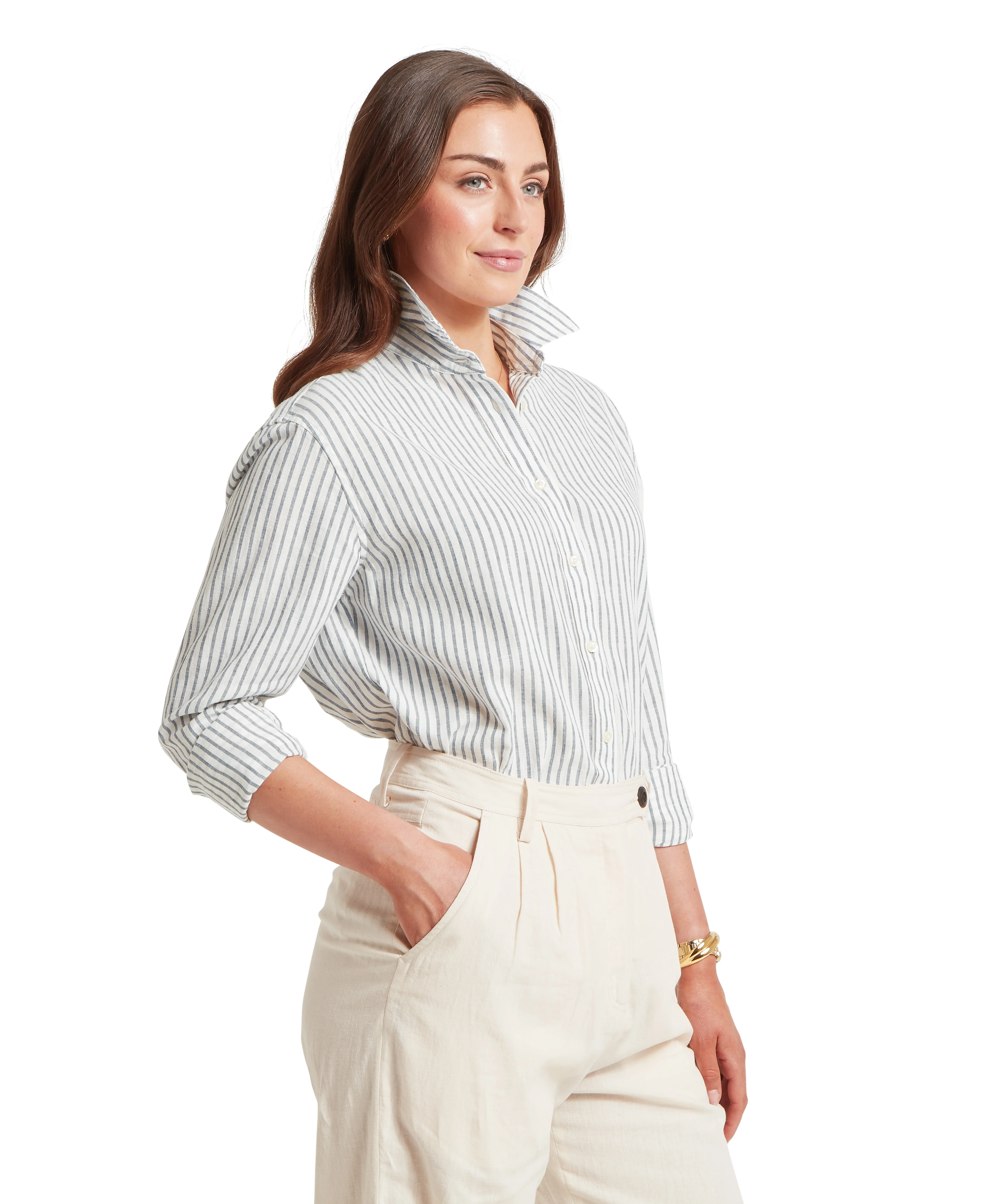 Salthouse Linen Shirt - Blue Stripe - Image 4