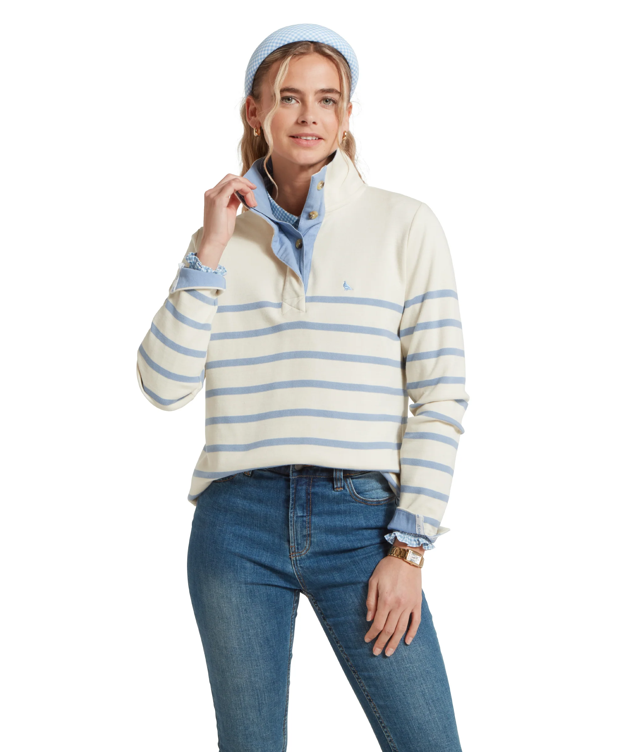 Sandown Sweatshirt - Pale Stone Stripe - Image 2