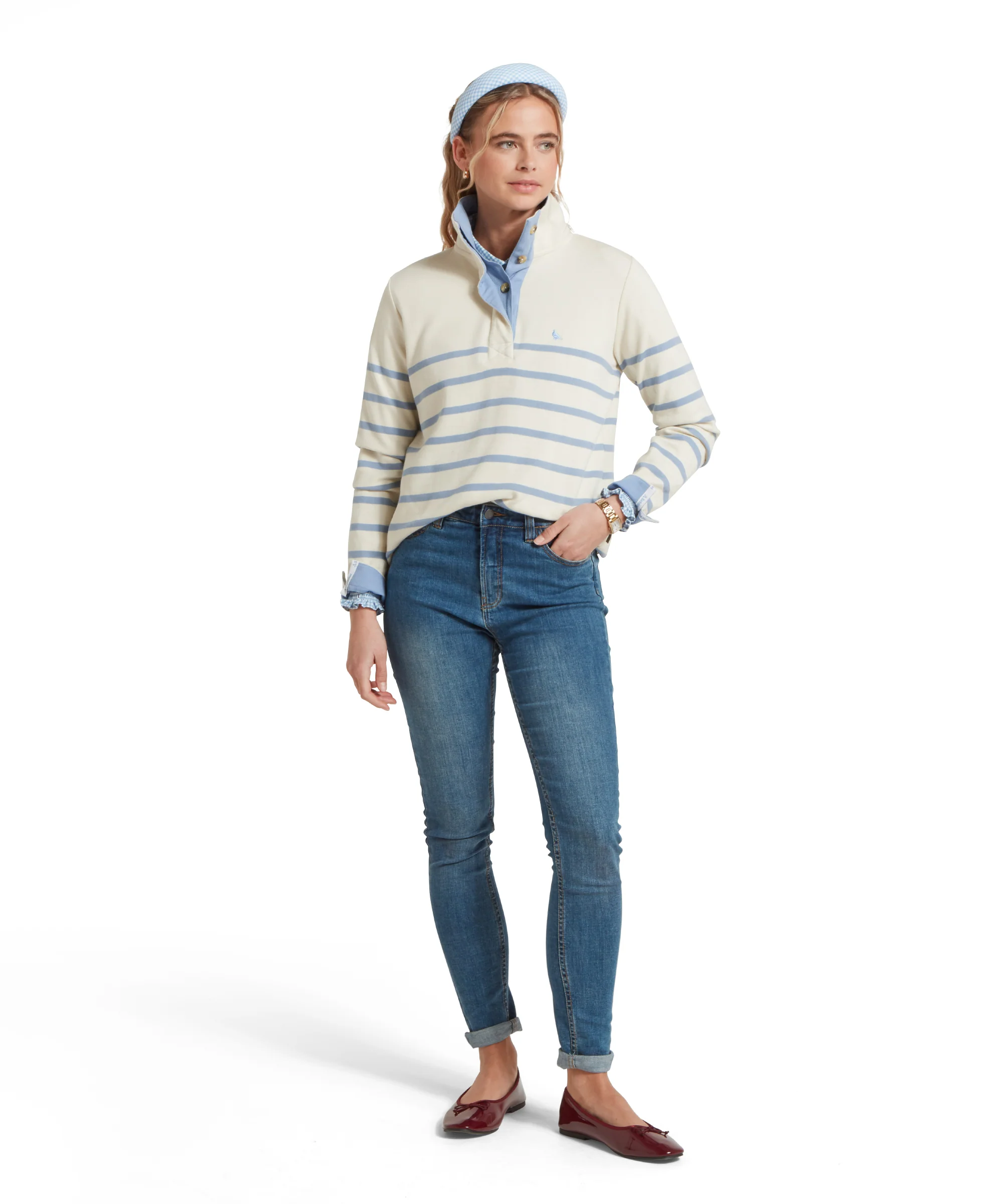 Sandown Sweatshirt - Pale Stone Stripe - Image 3