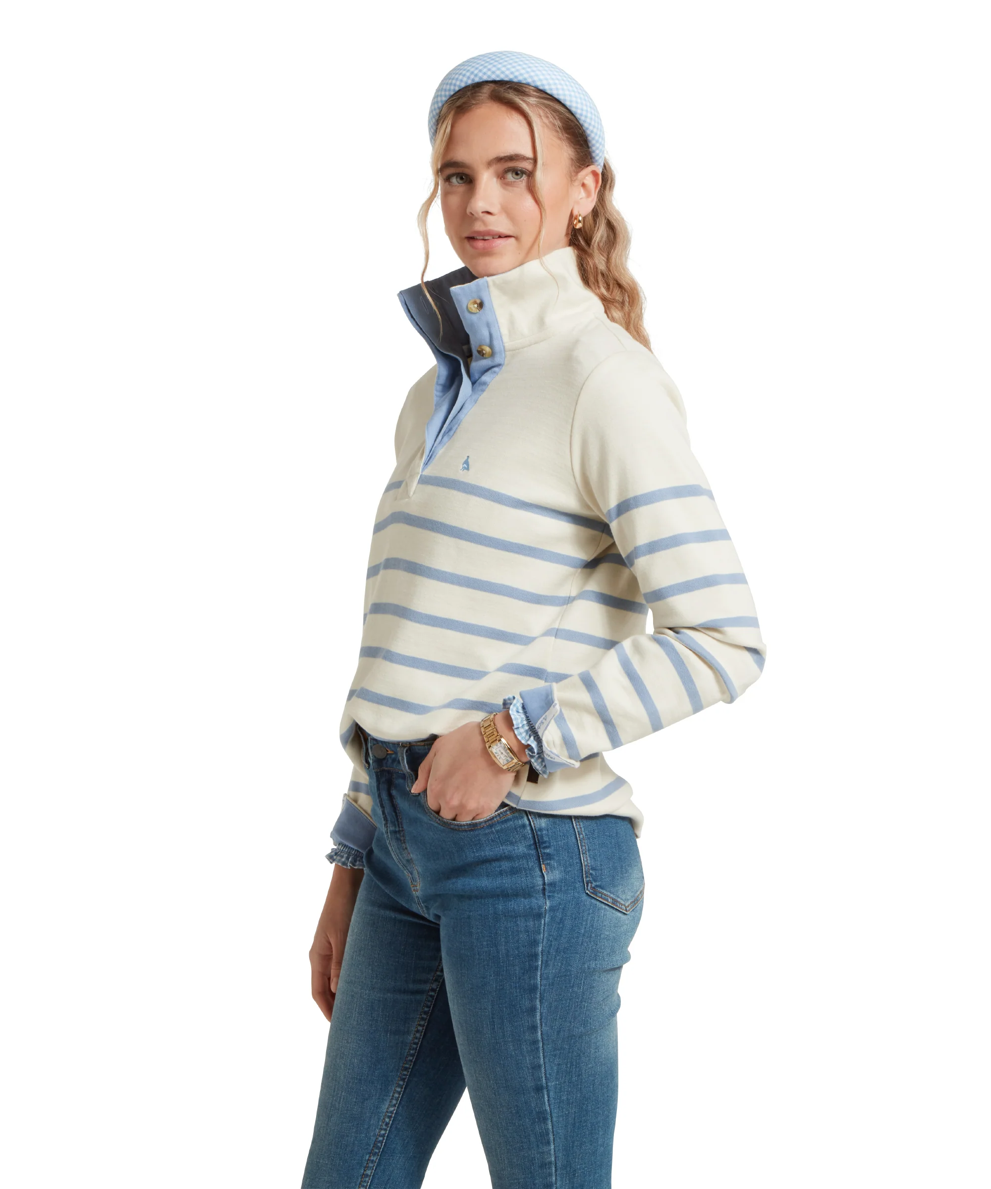 Sandown Sweatshirt - Pale Stone Stripe - Image 4