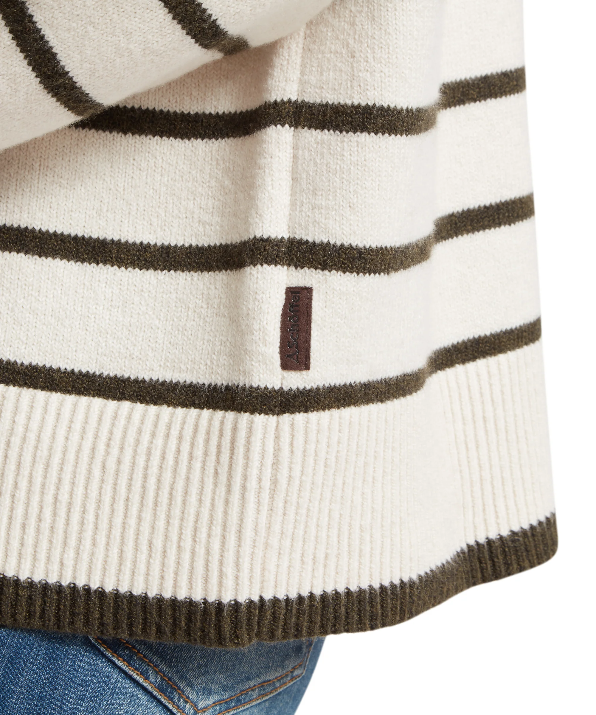 Sandsend Quarter Zip Jumper - Soft White/Loden - Image 8