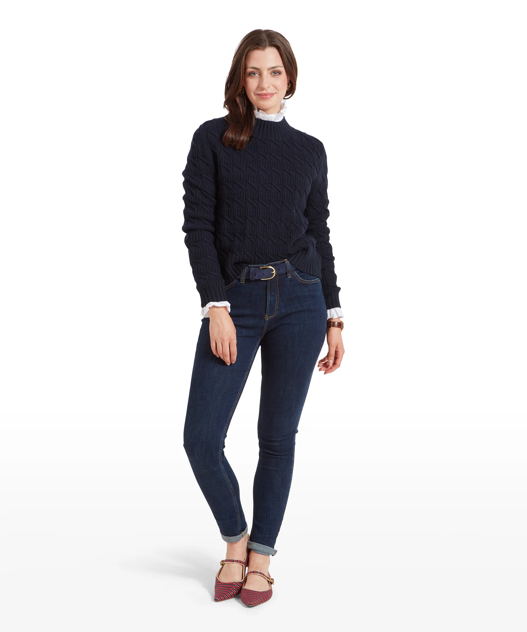 Sandsend Cable Jumper - Navy - Image 3