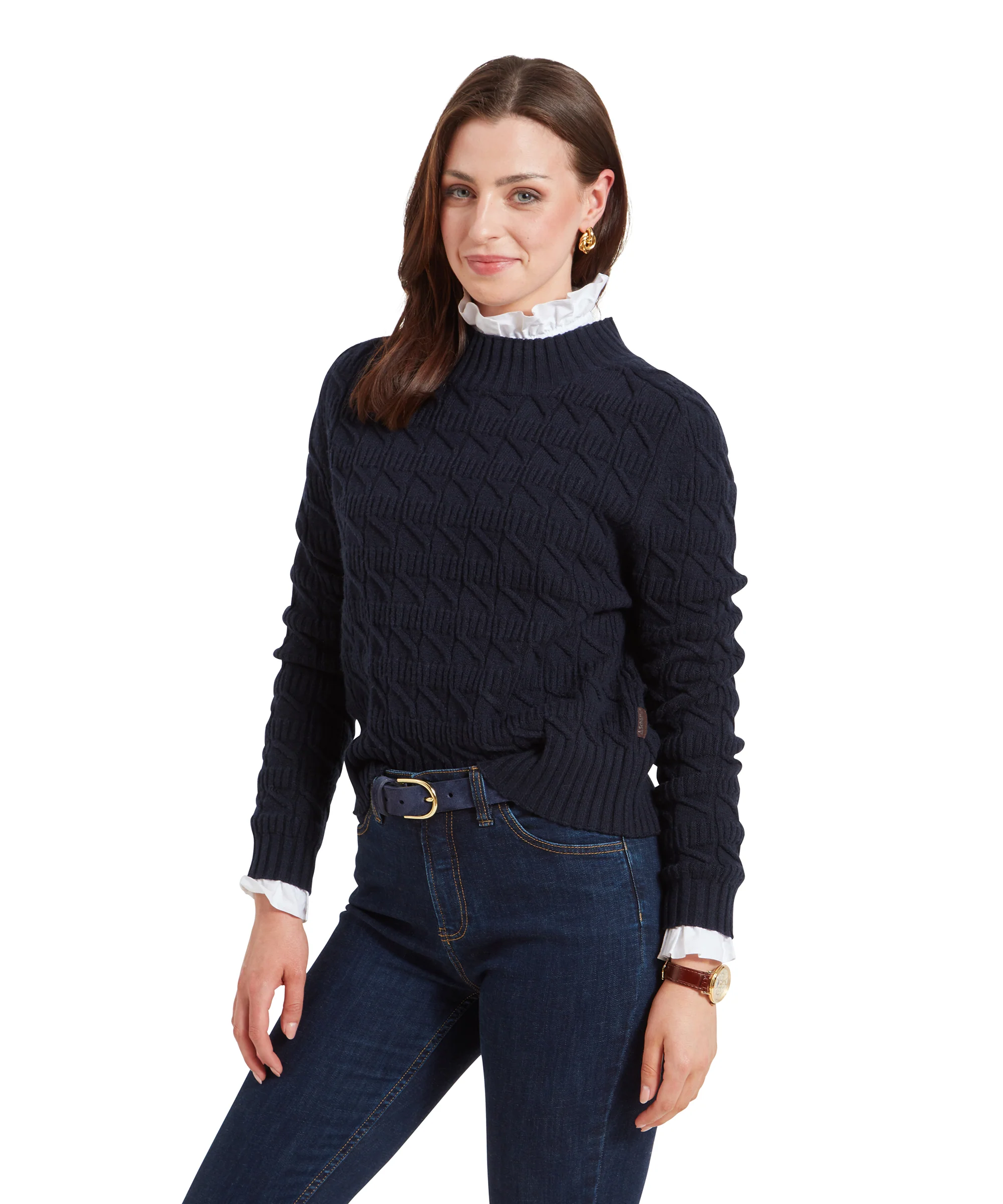 Sandsend Cable Jumper - Navy - Image 4