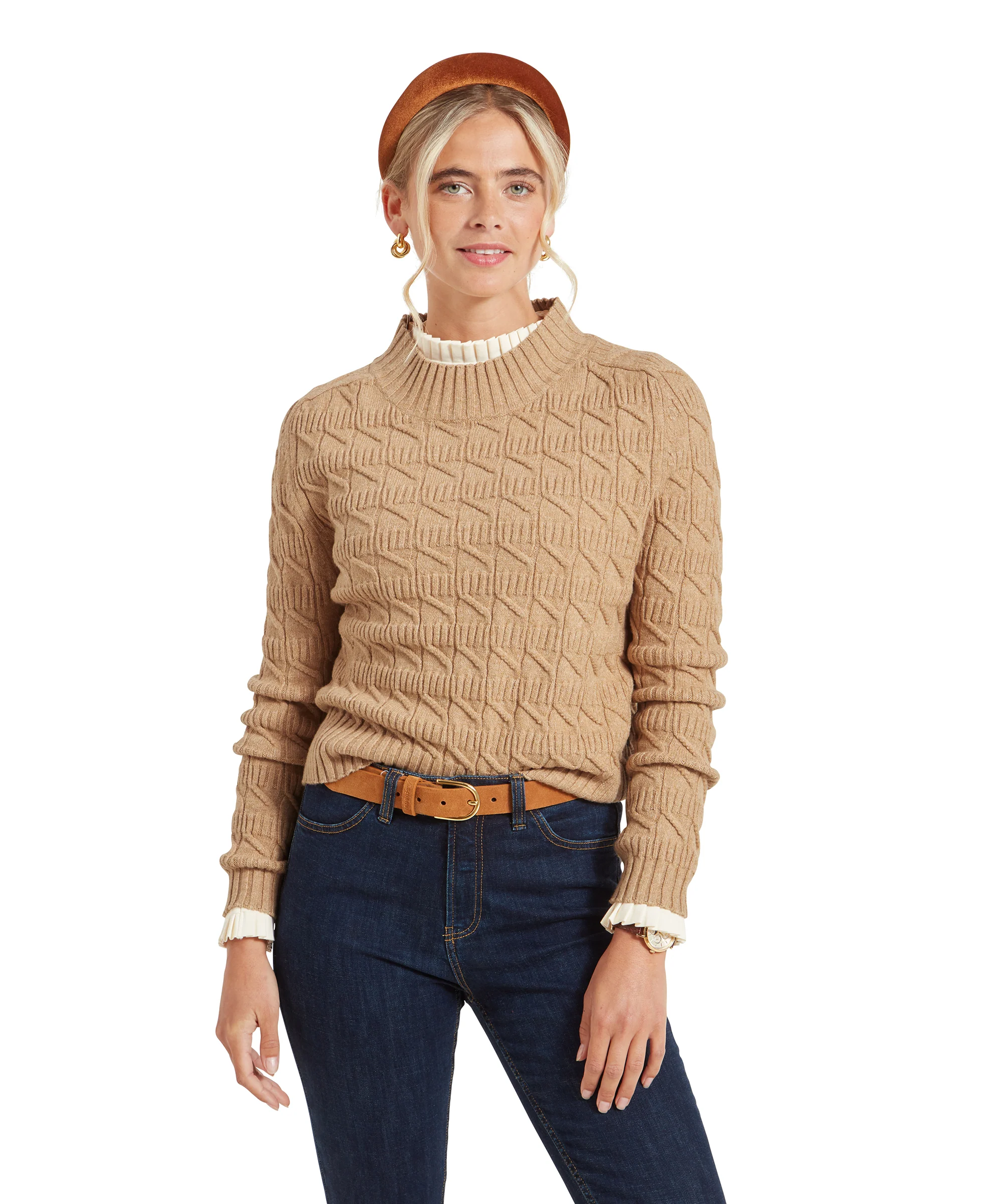 Sandsend Cable Jumper - Warm Sand - Image 2