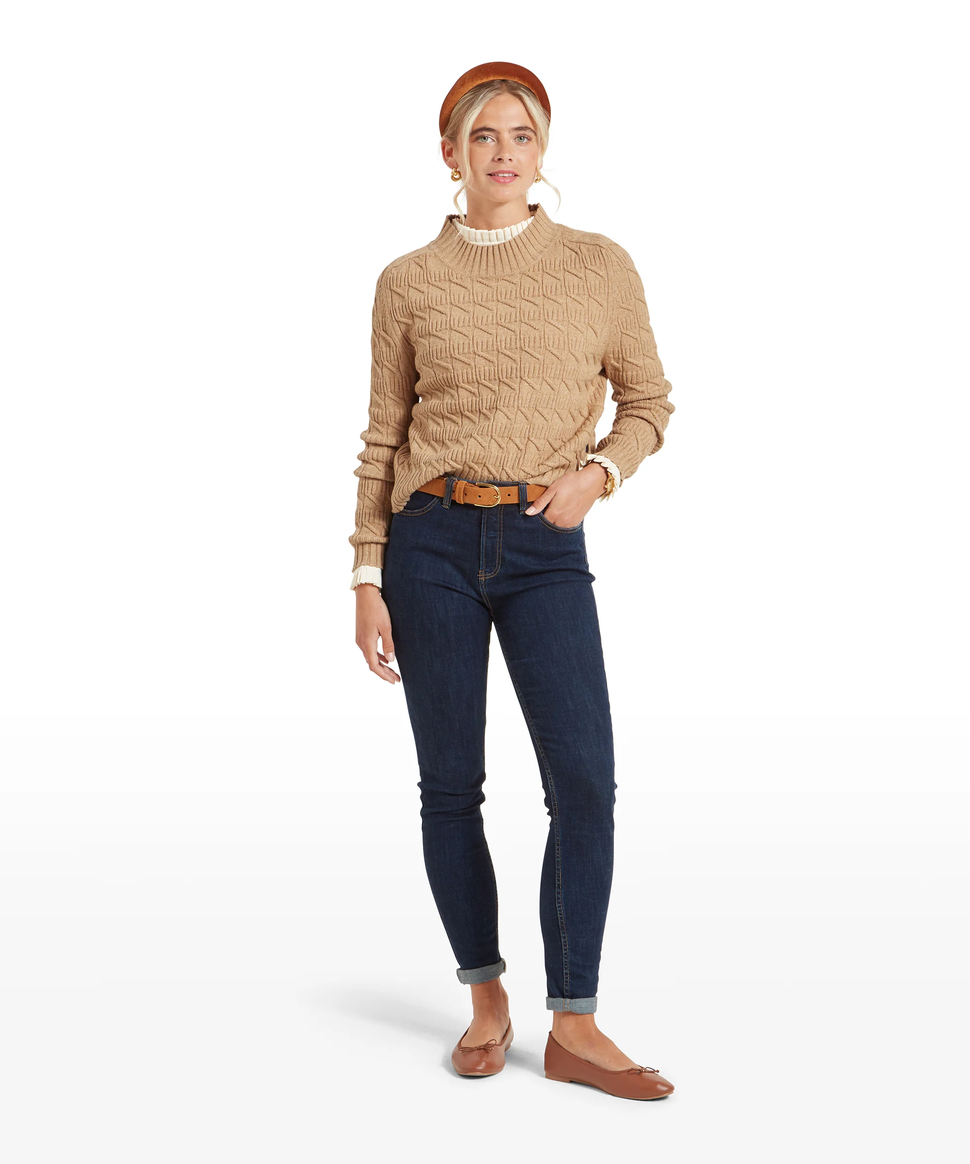 Sandsend Cable Jumper - Warm Sand - Image 3