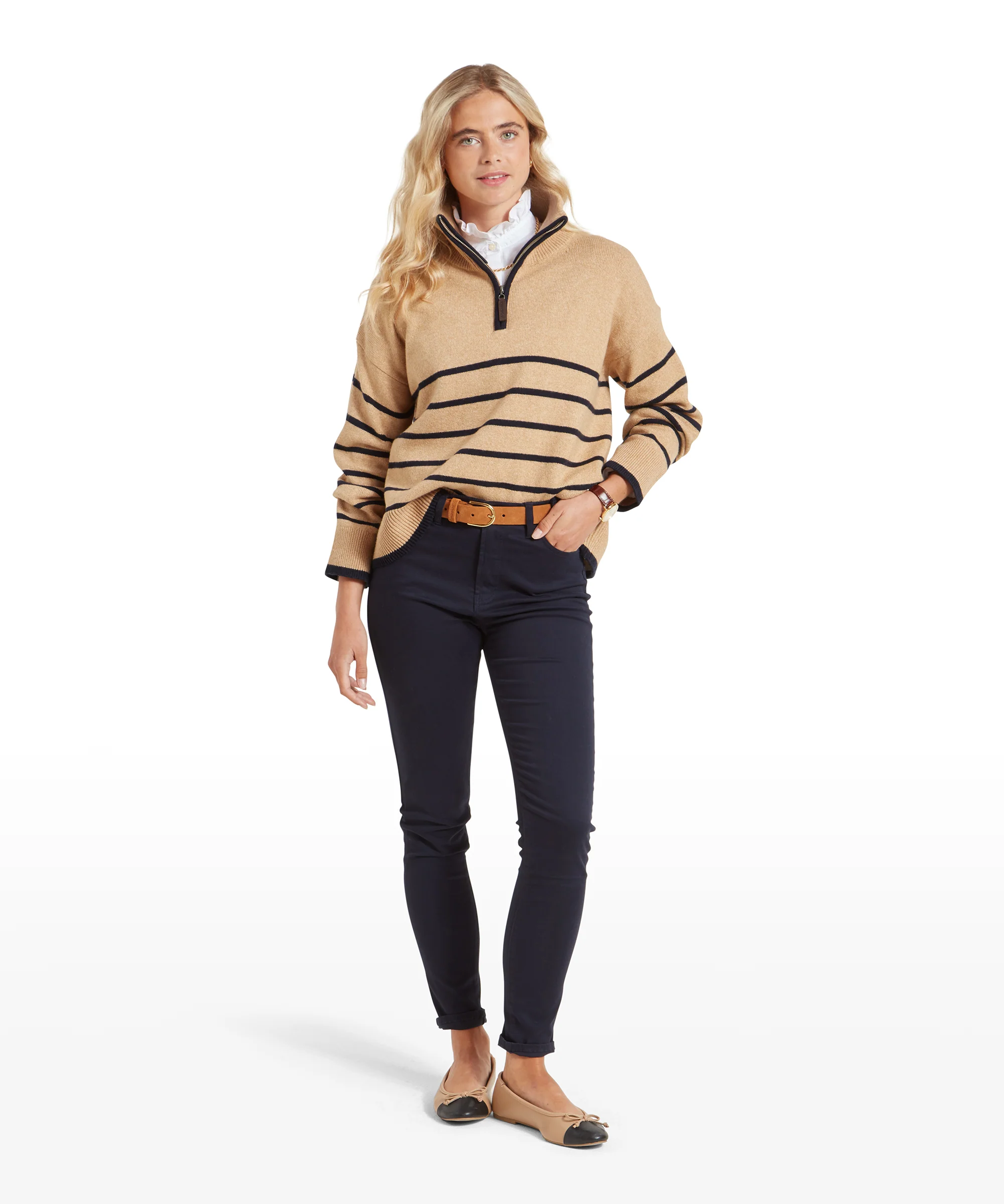 Sandsend Quarter Zip Jumper - Warm Sand - Image 3