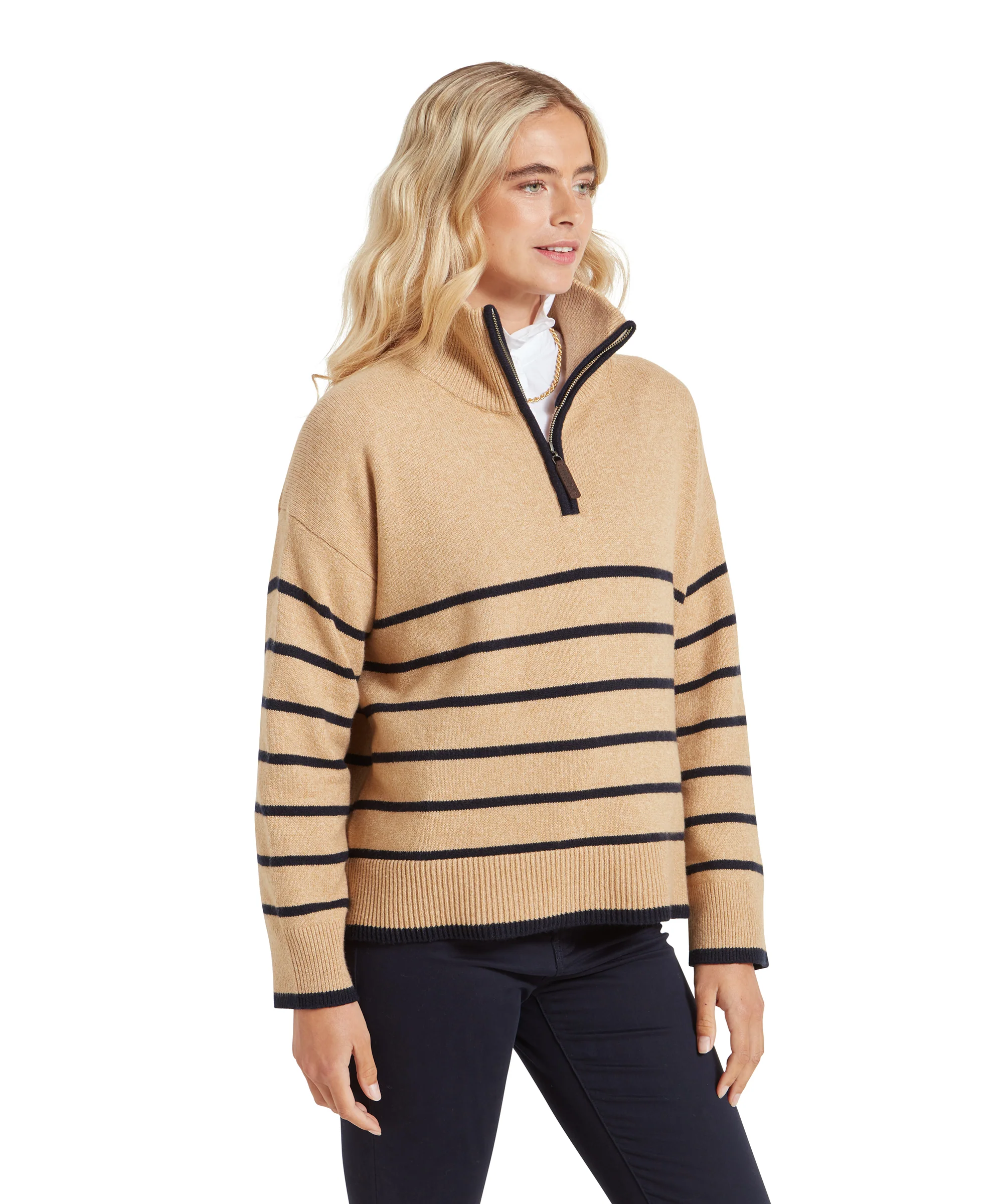 Sandsend Quarter Zip Jumper - Warm Sand - Image 4