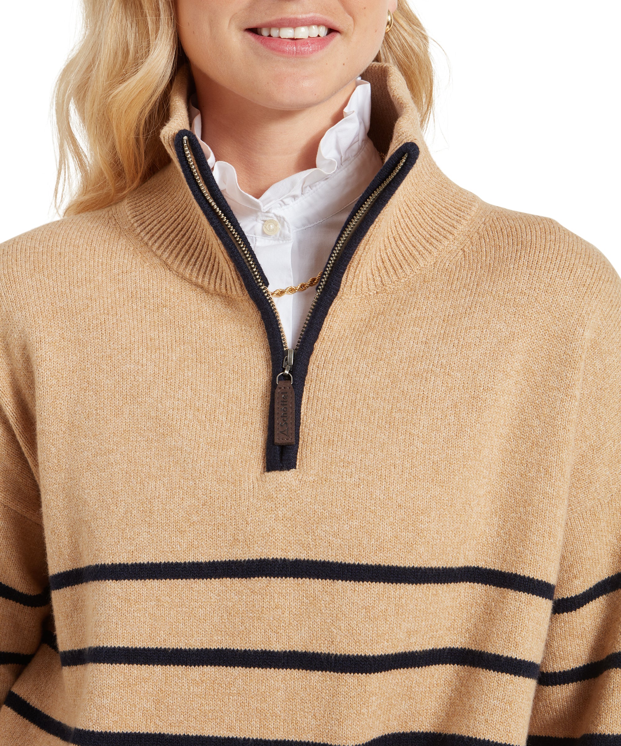 Sandsend Quarter Zip Jumper - Warm Sand - Image 7