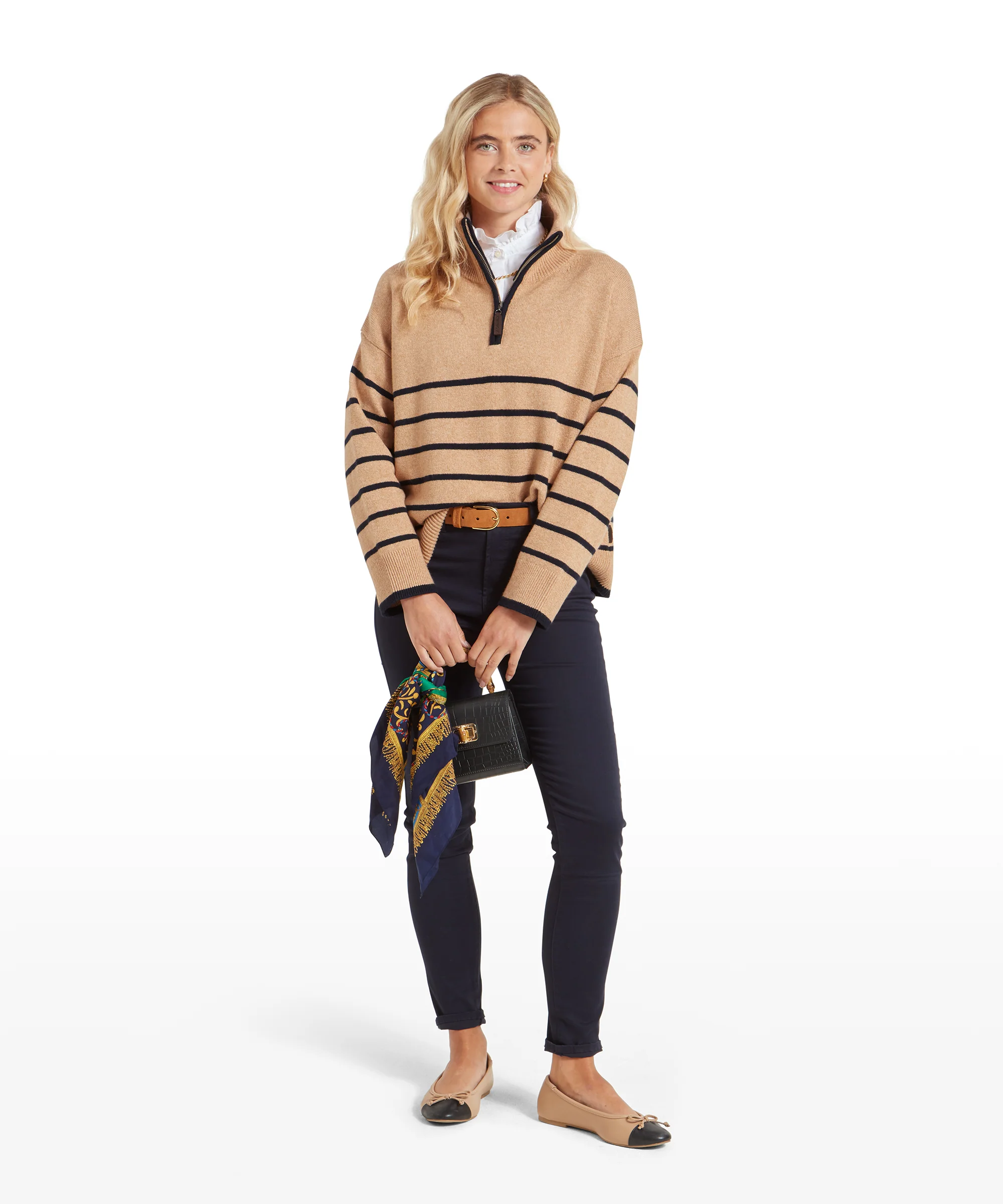 Sandsend Quarter Zip Jumper - Warm Sand - Image 8