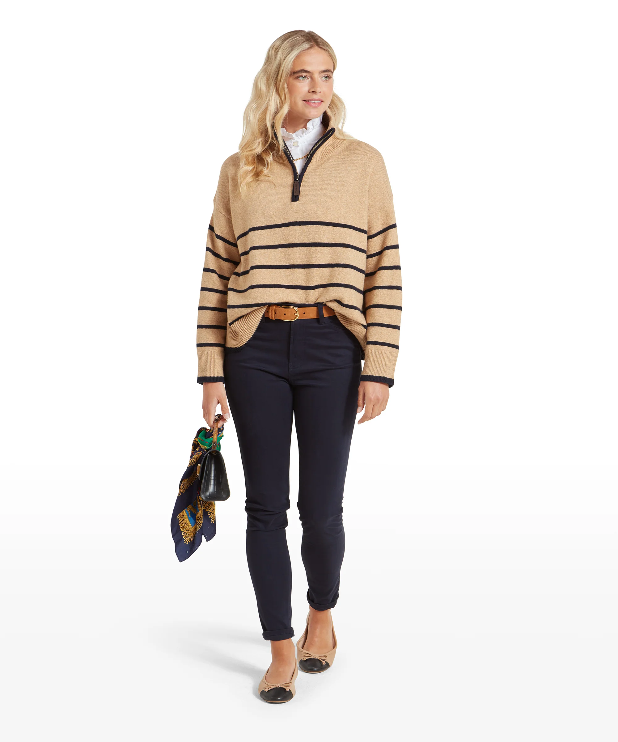 Sandsend Quarter Zip Jumper - Warm Sand - Image 9