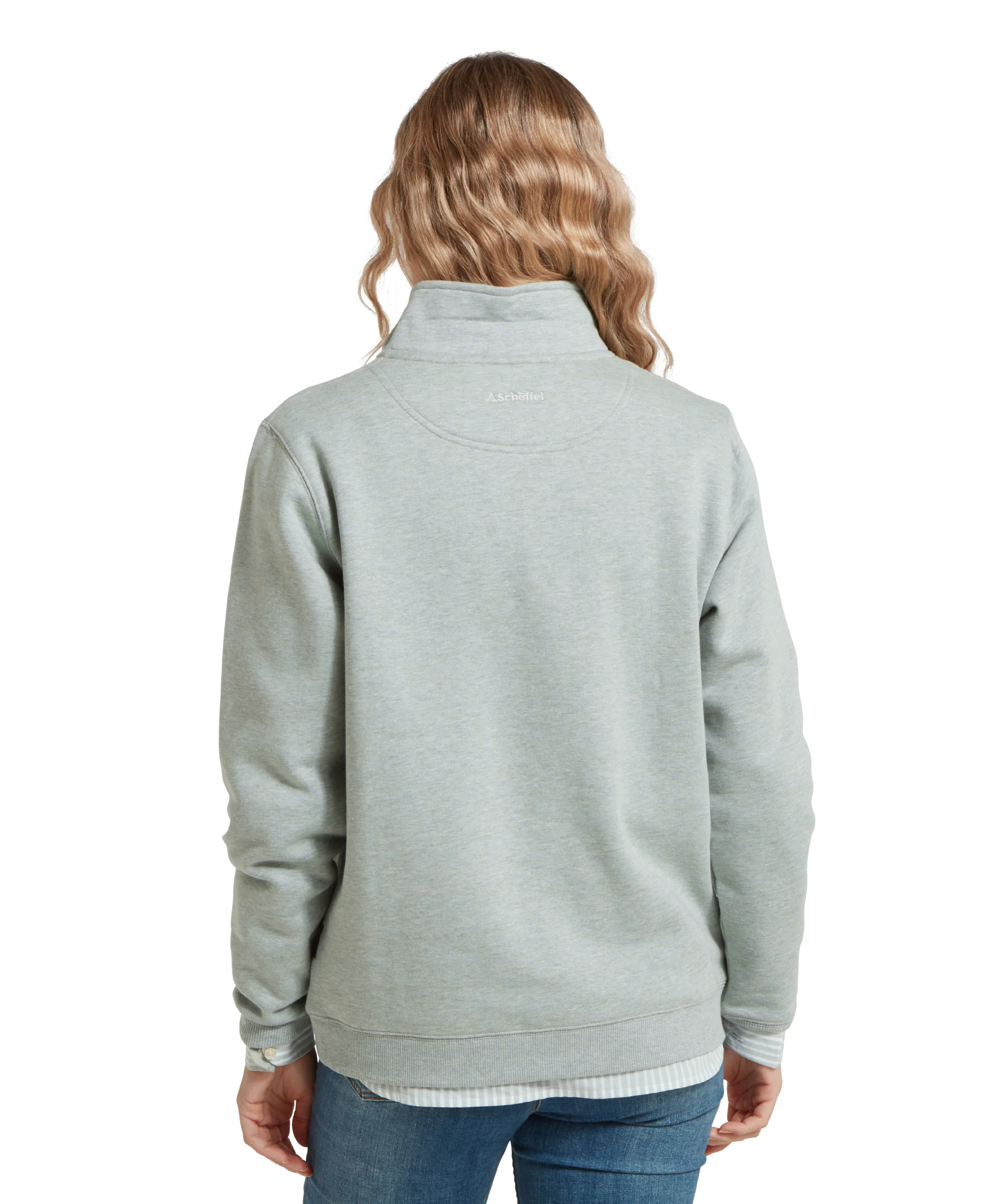 Sennen Cove Quarter Zip Sweatshirt - Aqua Grey - Image 5