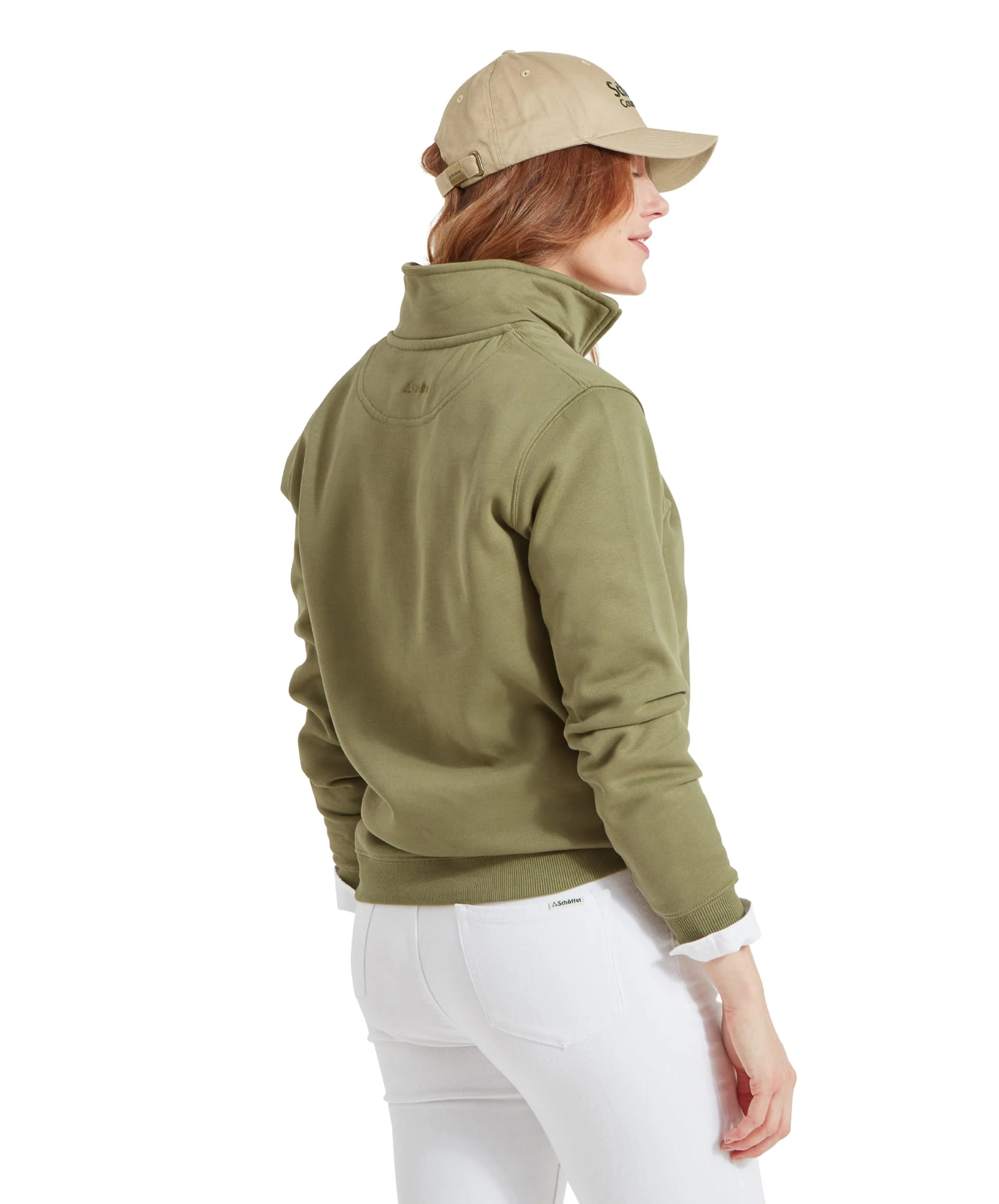 Sennen Cove Quarter Zip Sweatshirt - Light Khaki Green - Image 5