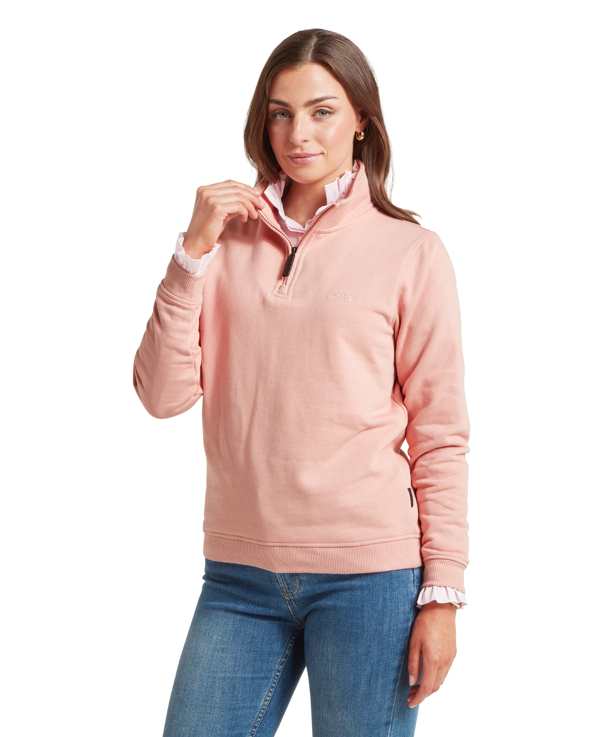 Sennen Cove Quarter Zip Sweatshirt - Pale Rosé - Image 2