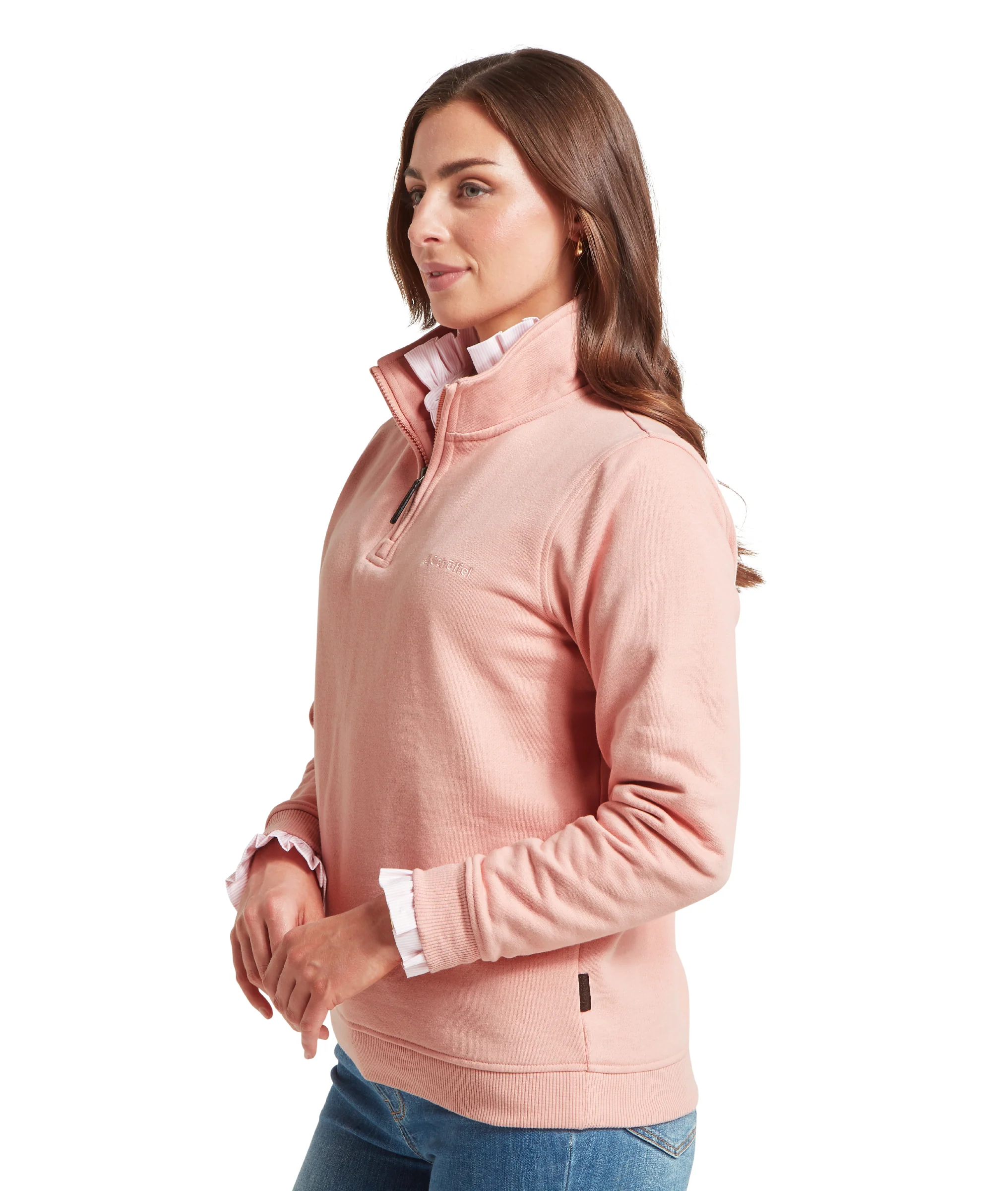Sennen Cove Quarter Zip Sweatshirt - Pale Rosé - Image 4