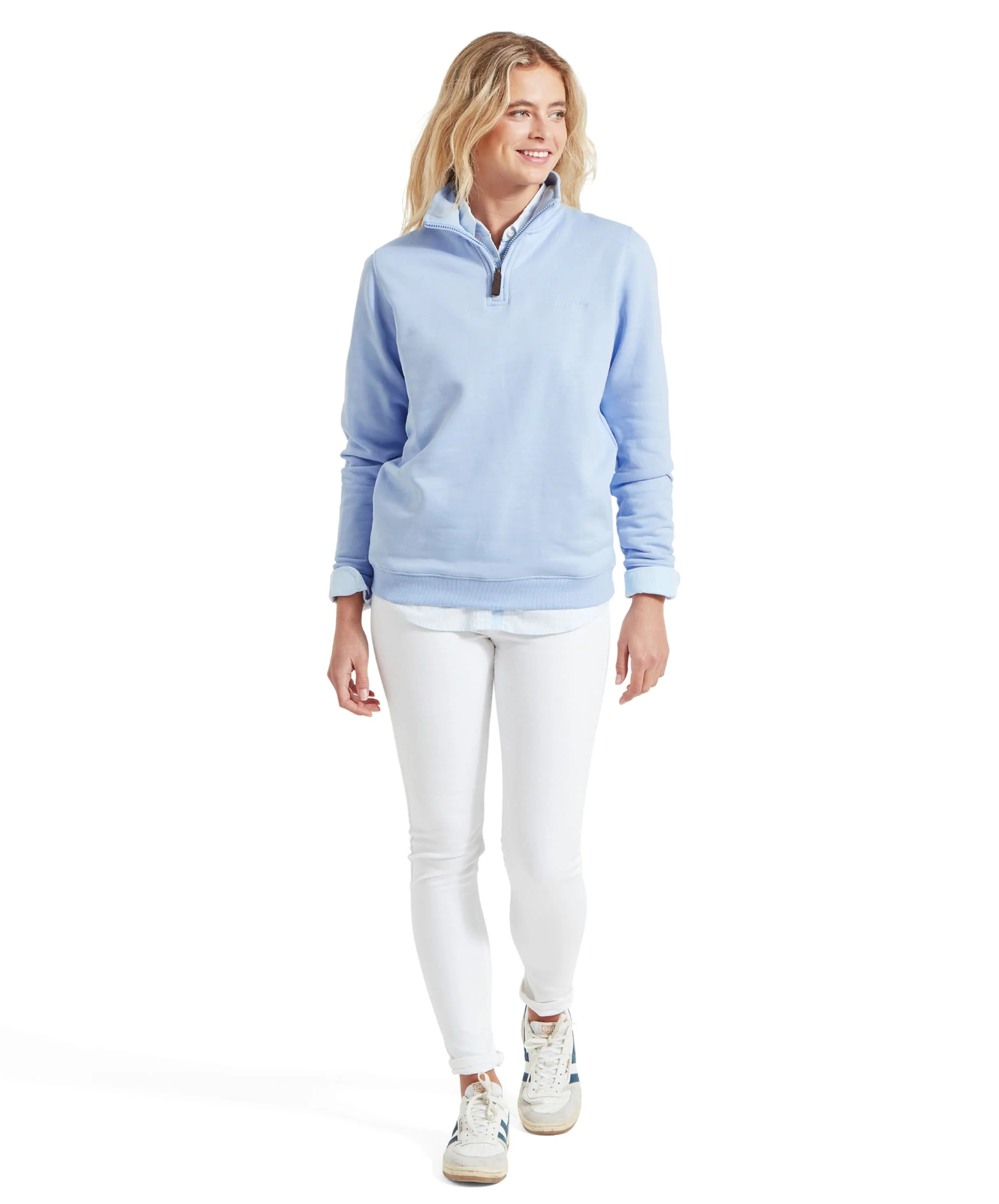 Sennen Cove Quarter Zip Sweatshirt - Sky Blue - Image 3