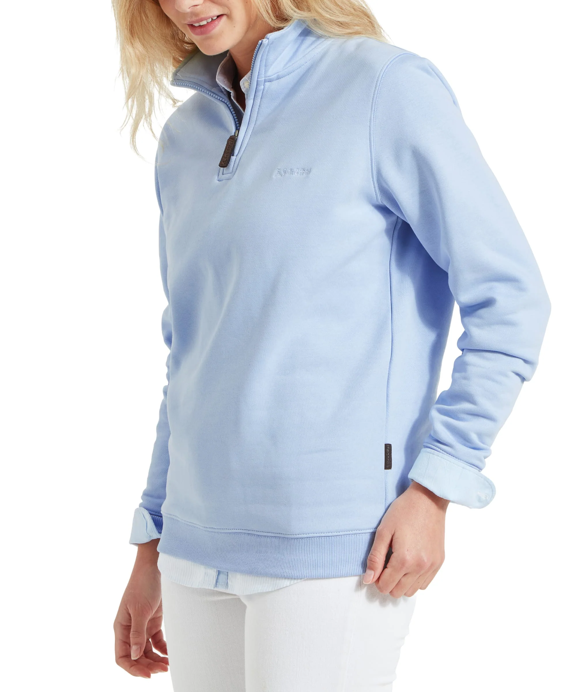 Sennen Cove Quarter Zip Sweatshirt - Sky Blue - Image 4