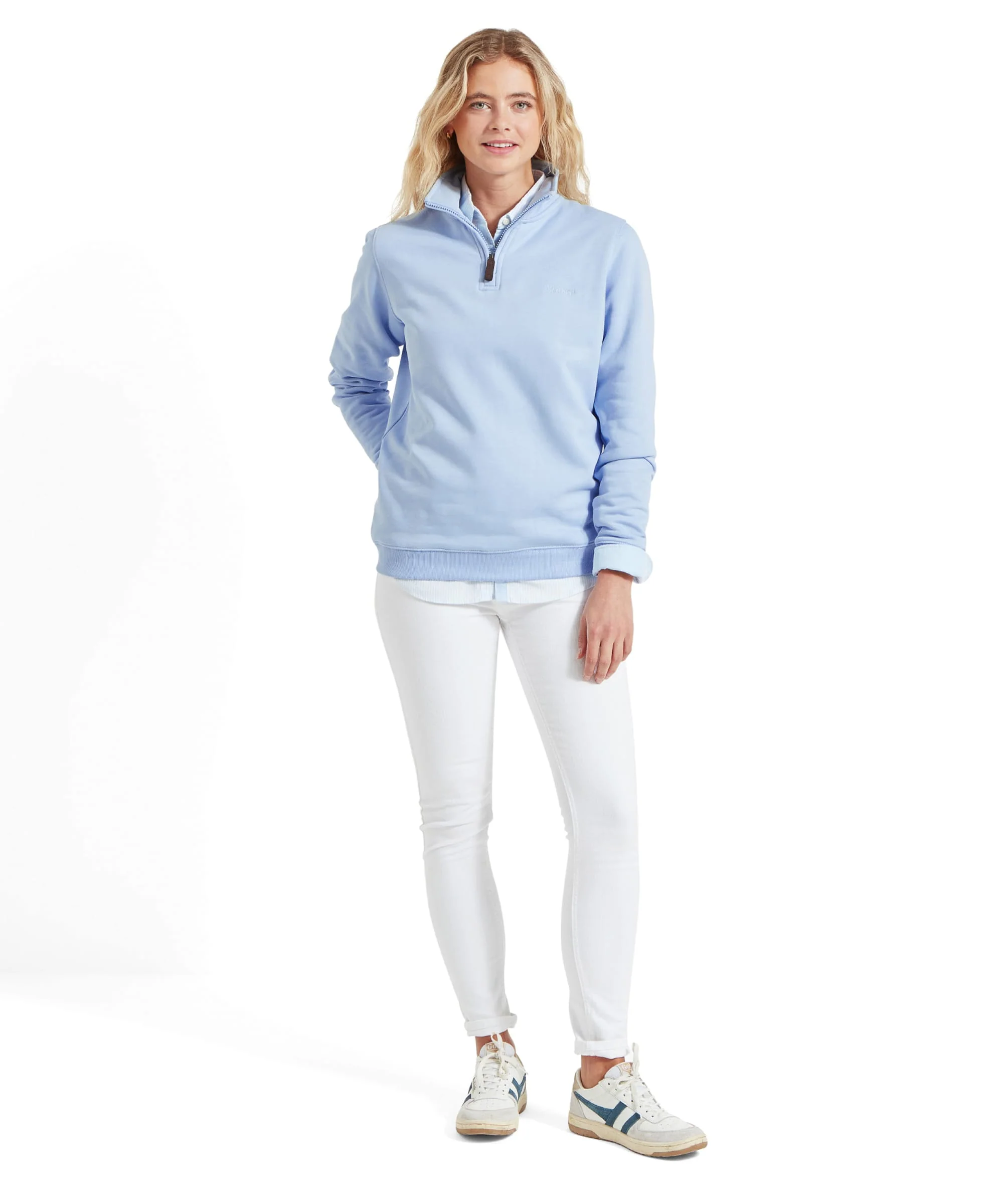 Sennen Cove Quarter Zip Sweatshirt - Sky Blue - Image 7