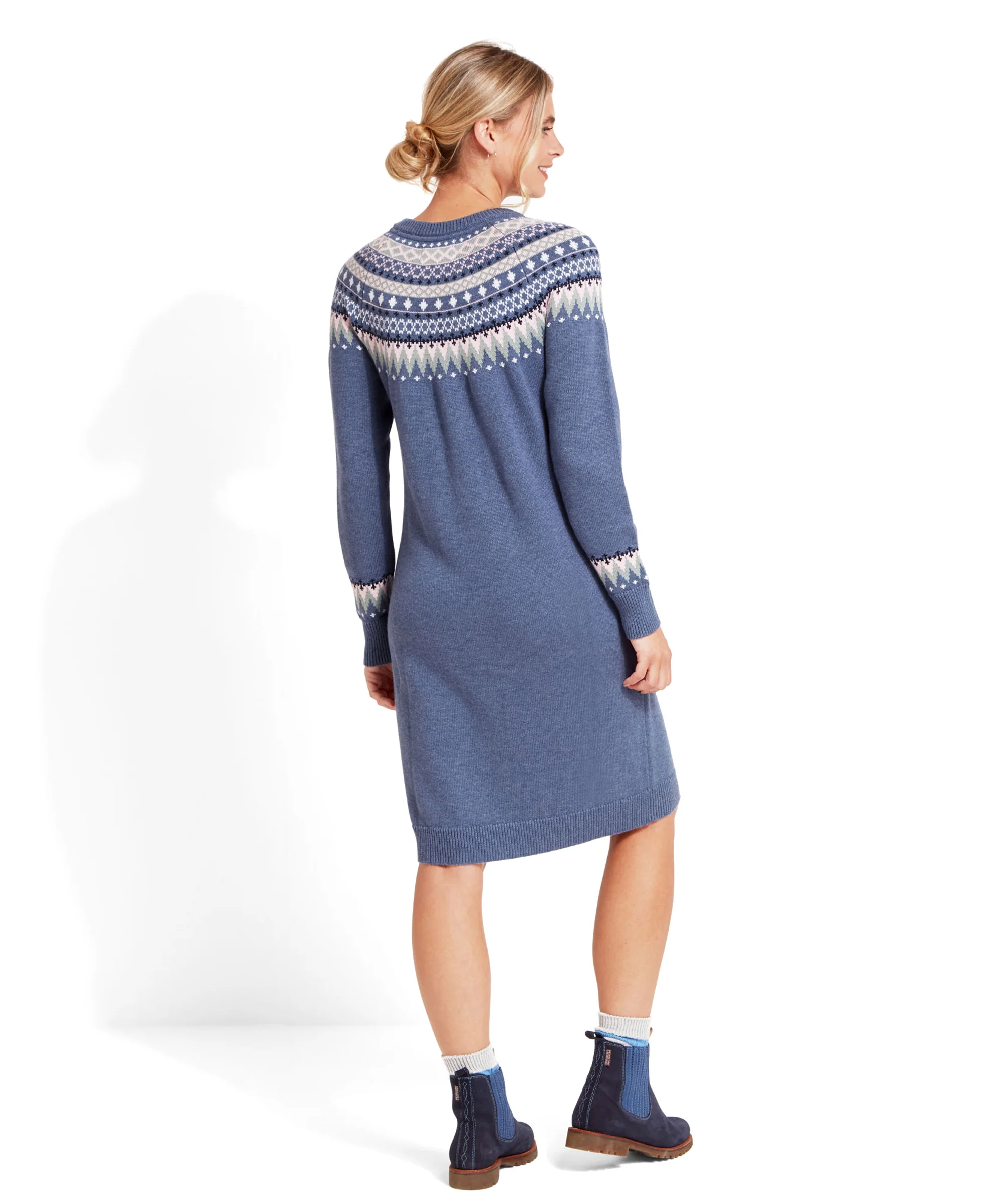 Shetland Fairisle Dress - Slate Blue Fairisle - Image 3
