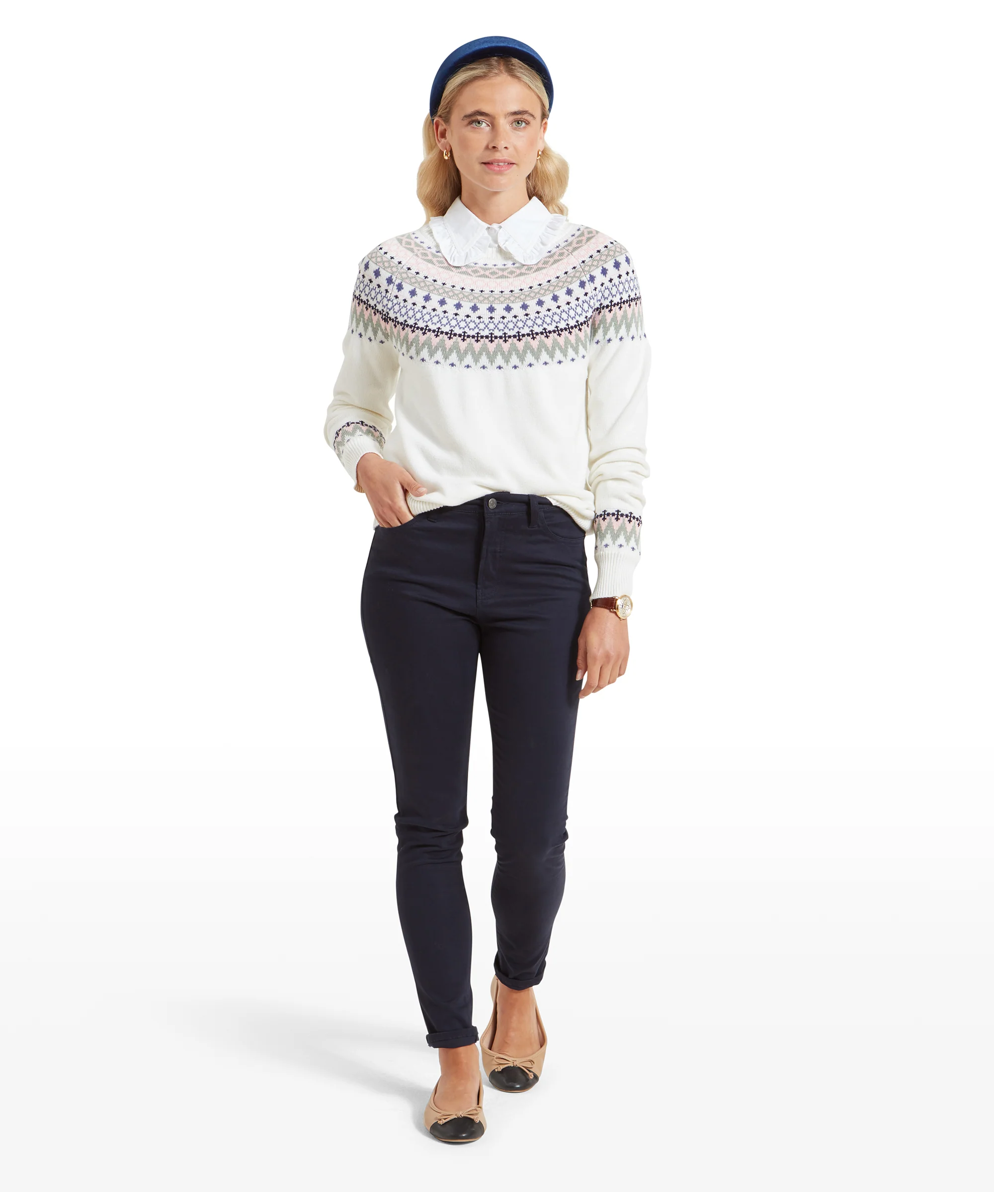 Shetland Fairisle Jumper - Blush/Arctic Fairisle - Image 3