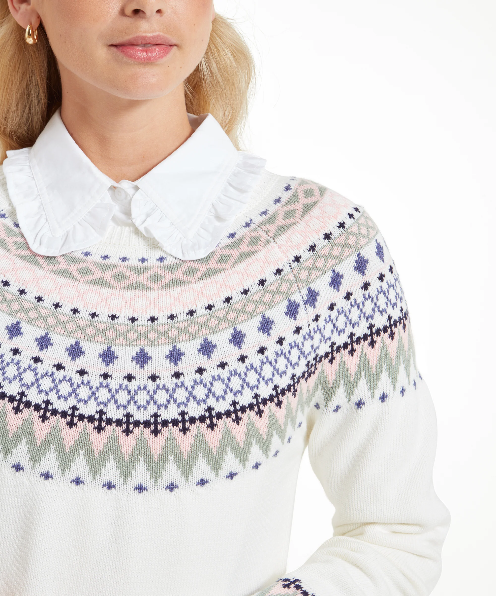 Shetland Fairisle Jumper - Blush/Arctic Fairisle - Image 6