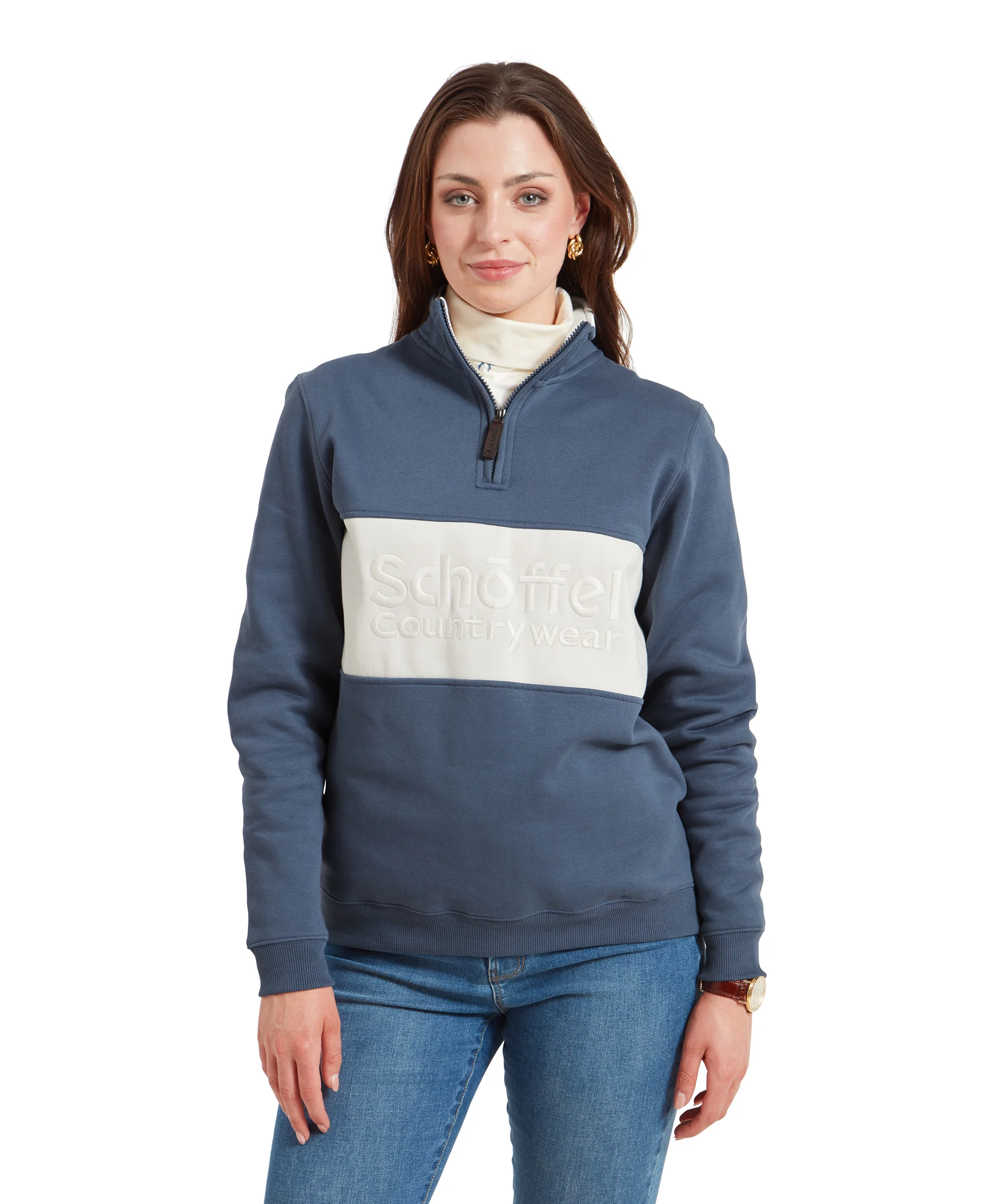 St Agnes Quarter Zip Sweatshirt - Vintage Navy - Image 2
