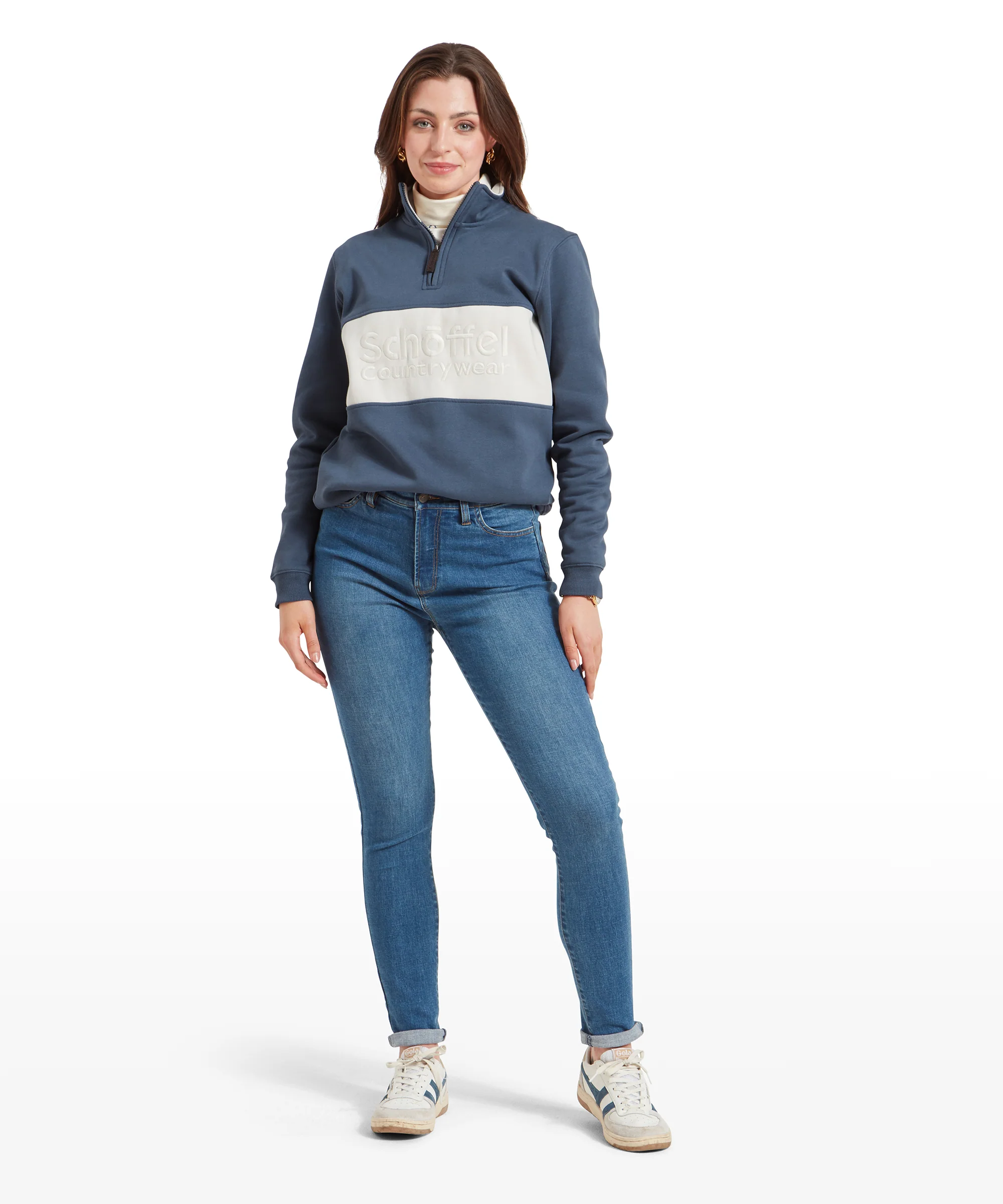 St Agnes Quarter Zip Sweatshirt - Vintage Navy - Image 3