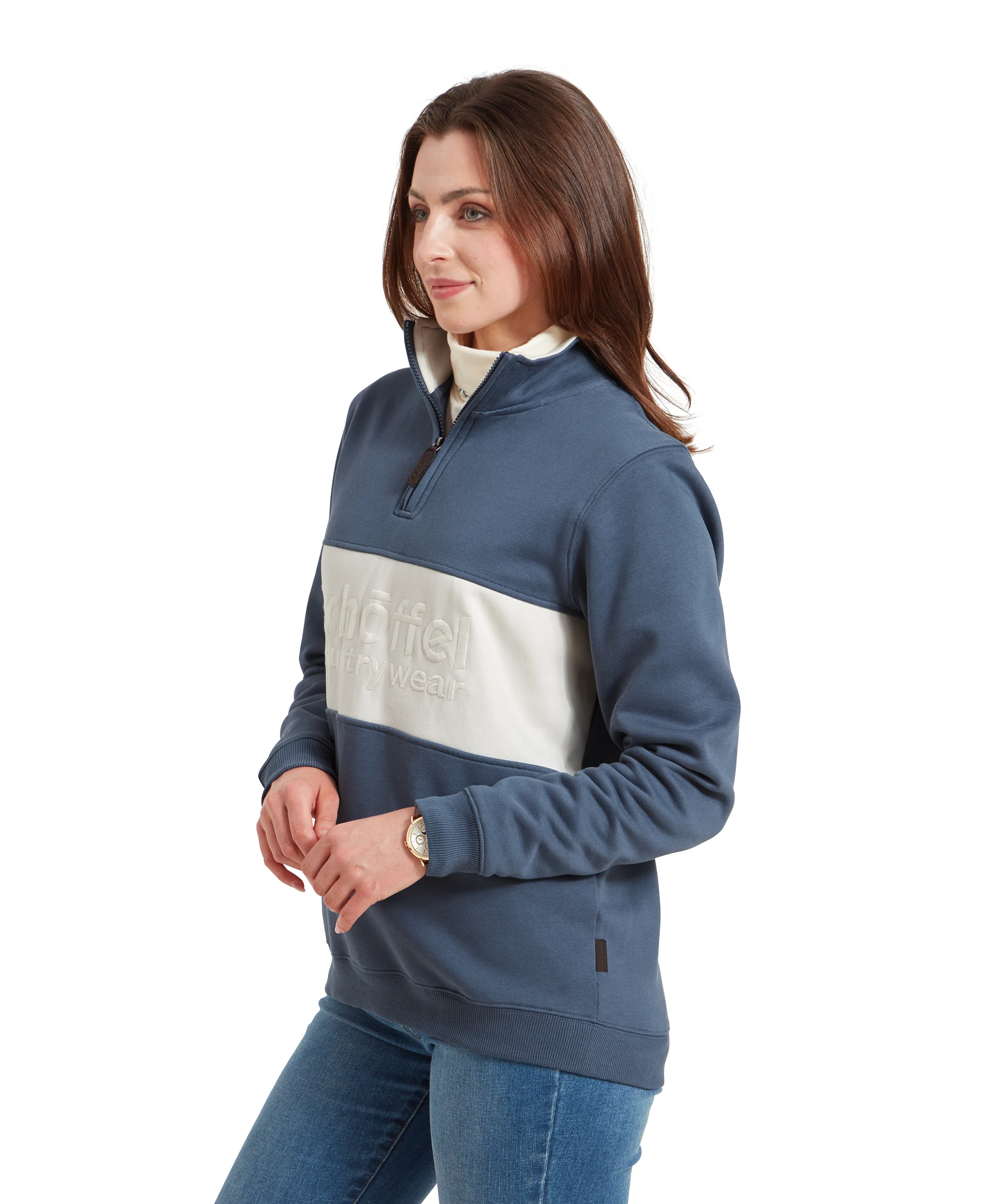 St Agnes Quarter Zip Sweatshirt - Vintage Navy - Image 4