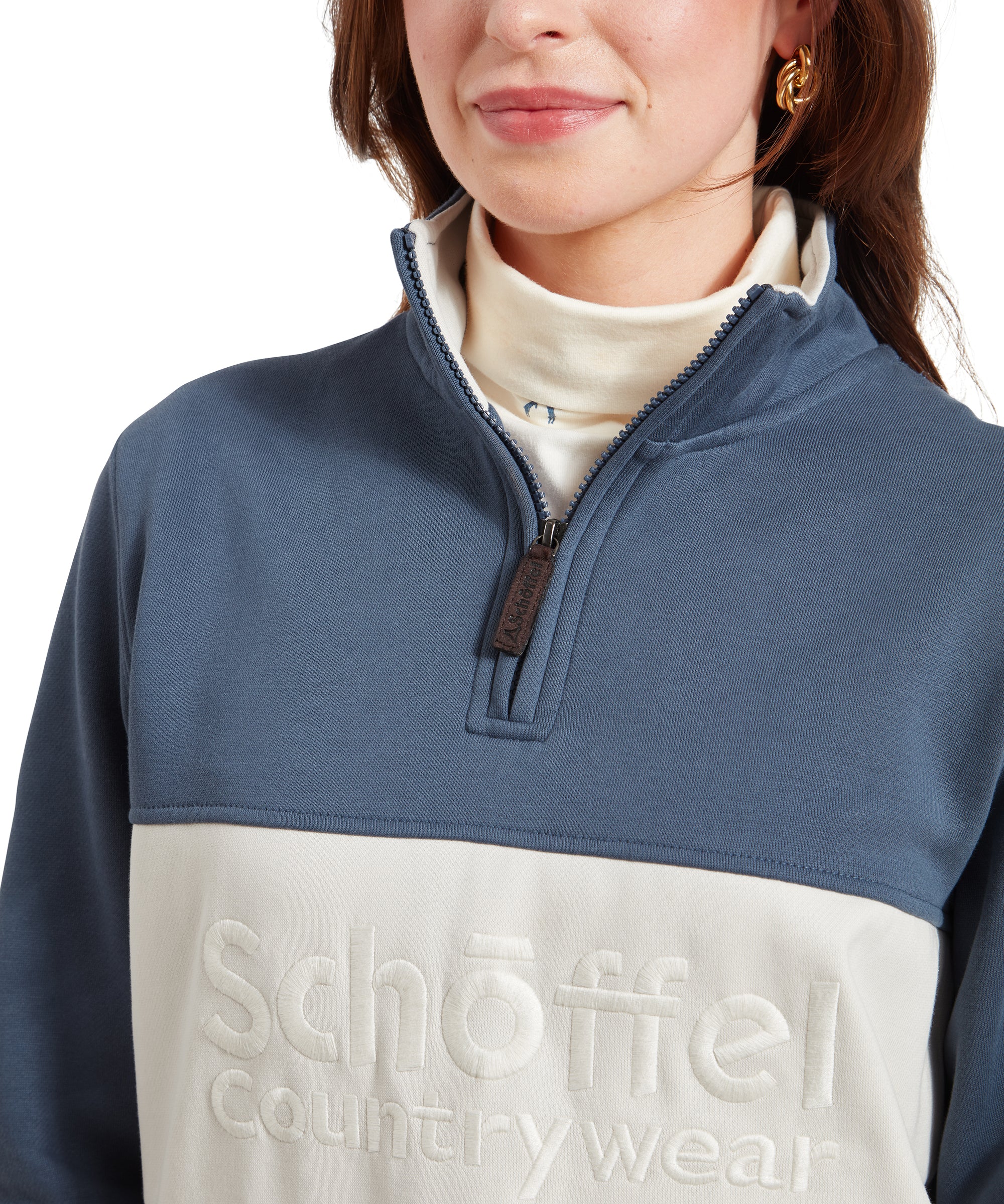 St Agnes Quarter Zip Sweatshirt - Vintage Navy - Image 6