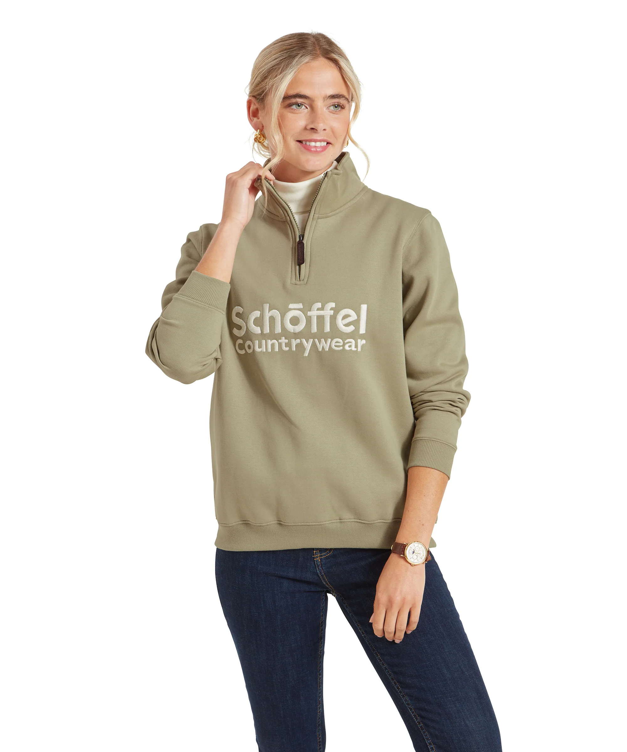 St Issey Quarter Zip Sweatshirt - Light Sage - Image 2